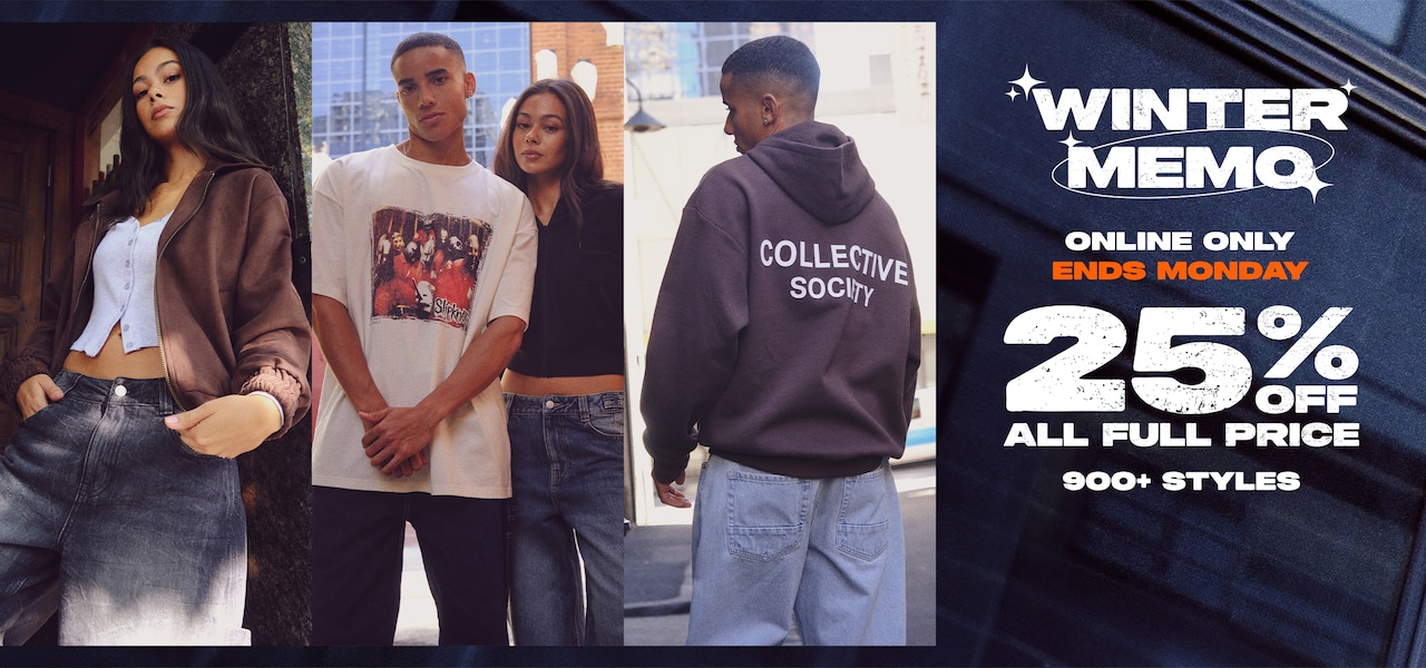 Winter Memo. Online Only. Ends Monday. 25% Off All Full Price