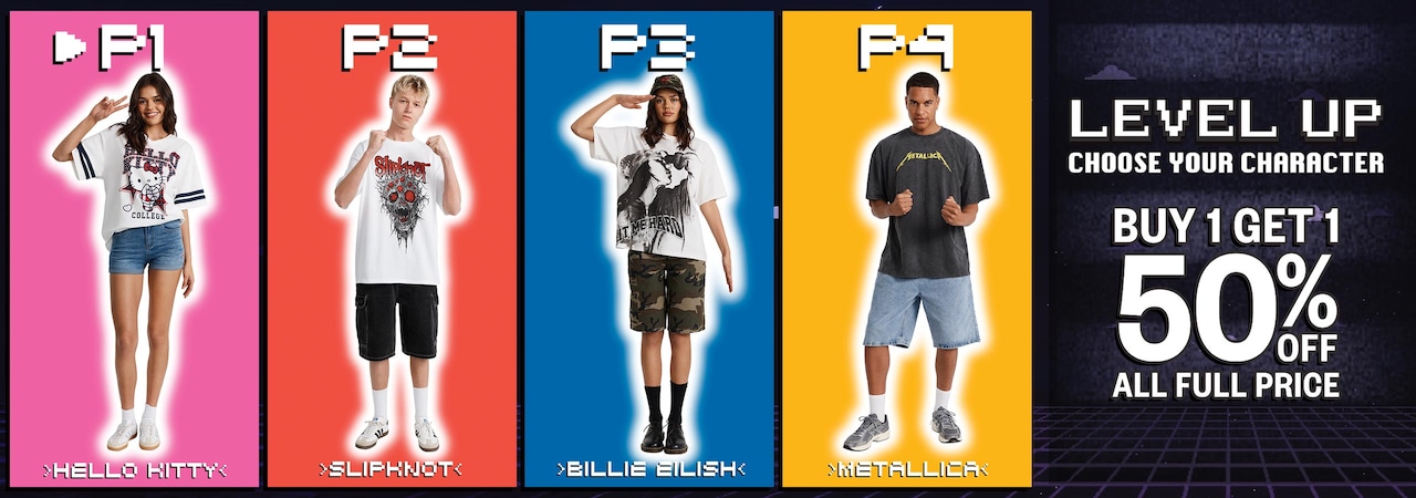 Level Up. Choose your character. Buy 1 Get 1 50% Off All Full Price