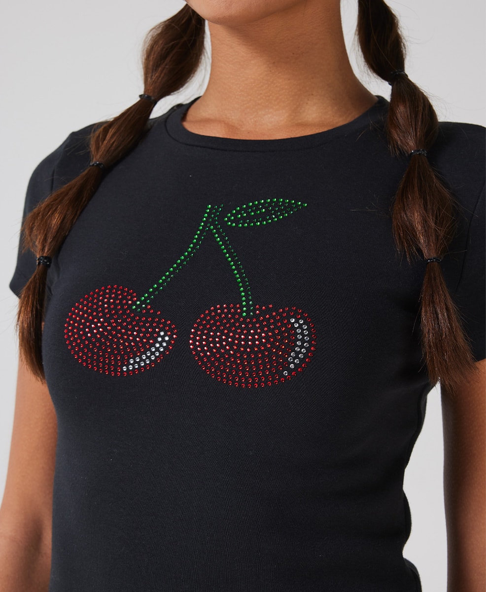Cherry Diamante Baby Tee