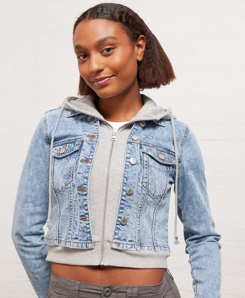 Girl’s Fleece Sleeve Denim Jacket