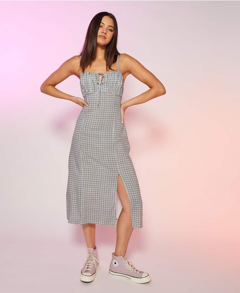 Neck Tie Midi Dress