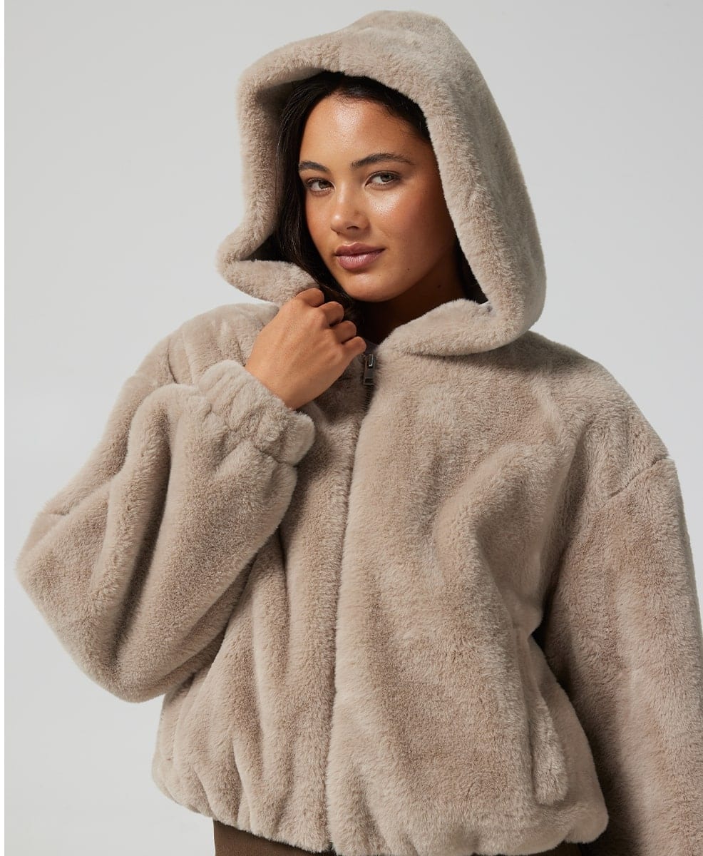 Girls Faux Fur Hooded Jacket