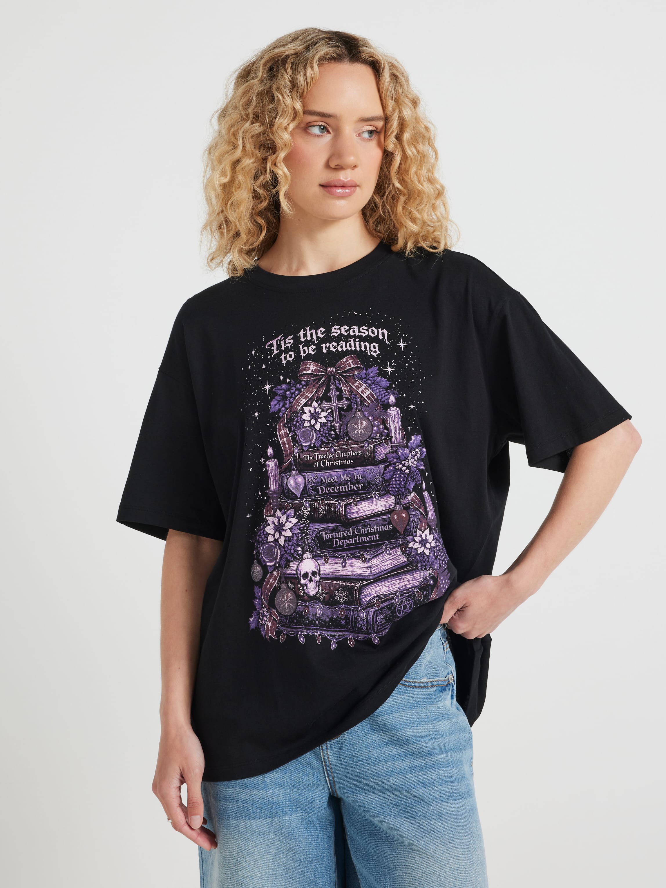 Tis The Season Reading Over Sized Tee