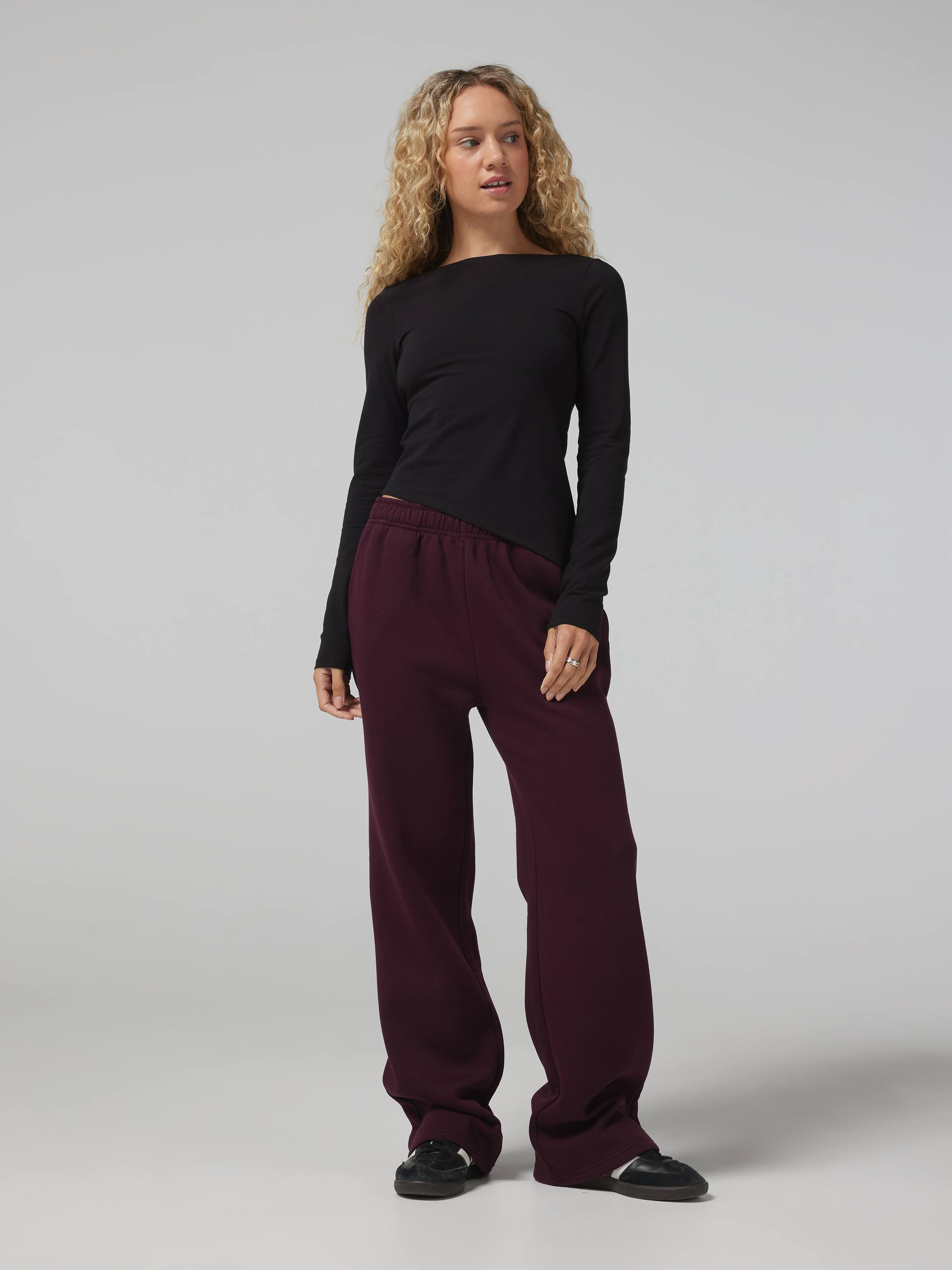 Long Sleeve Boatneck Asymmetrical Top