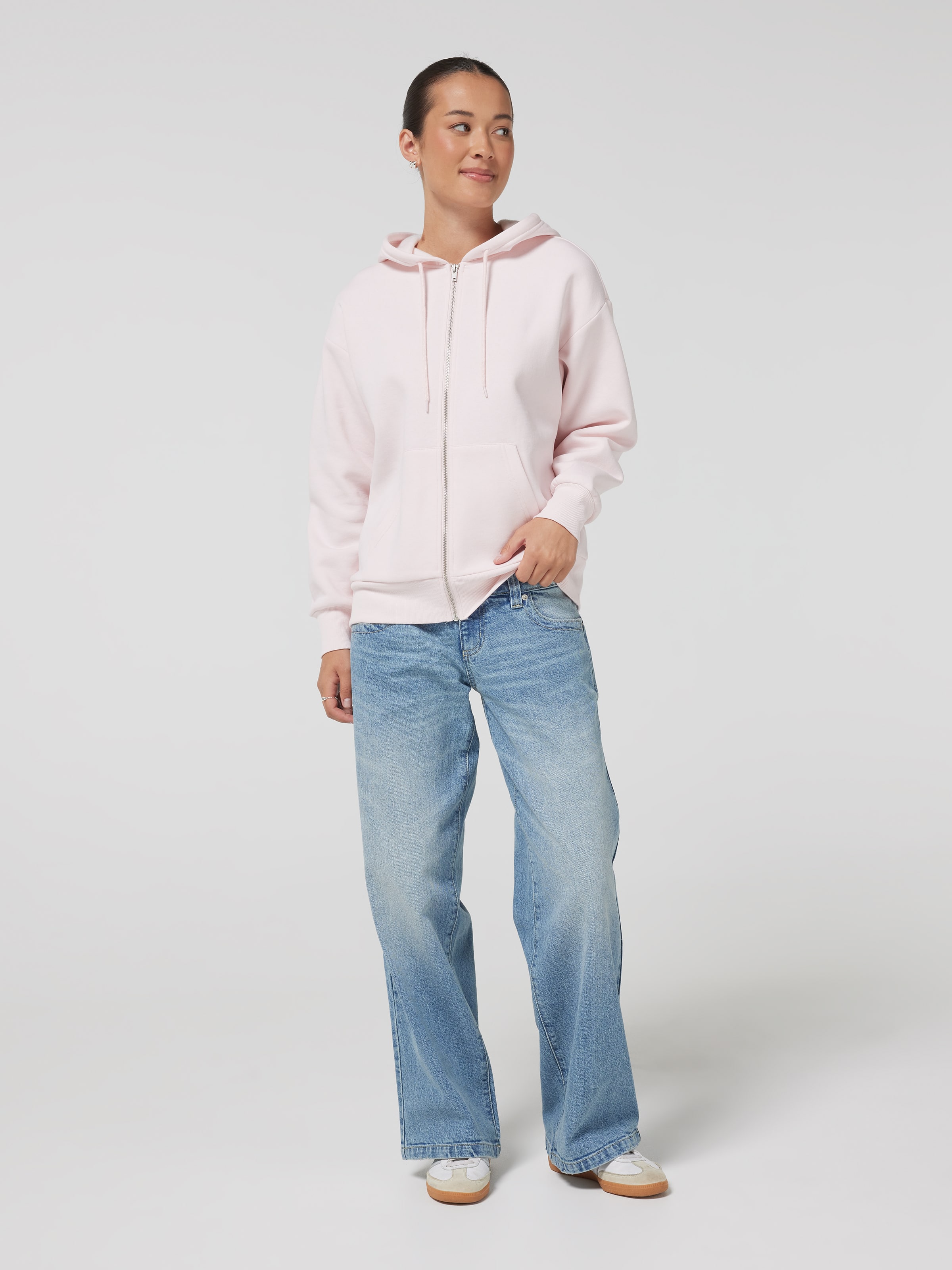 Plain Oversized Zip Thru Hoodie