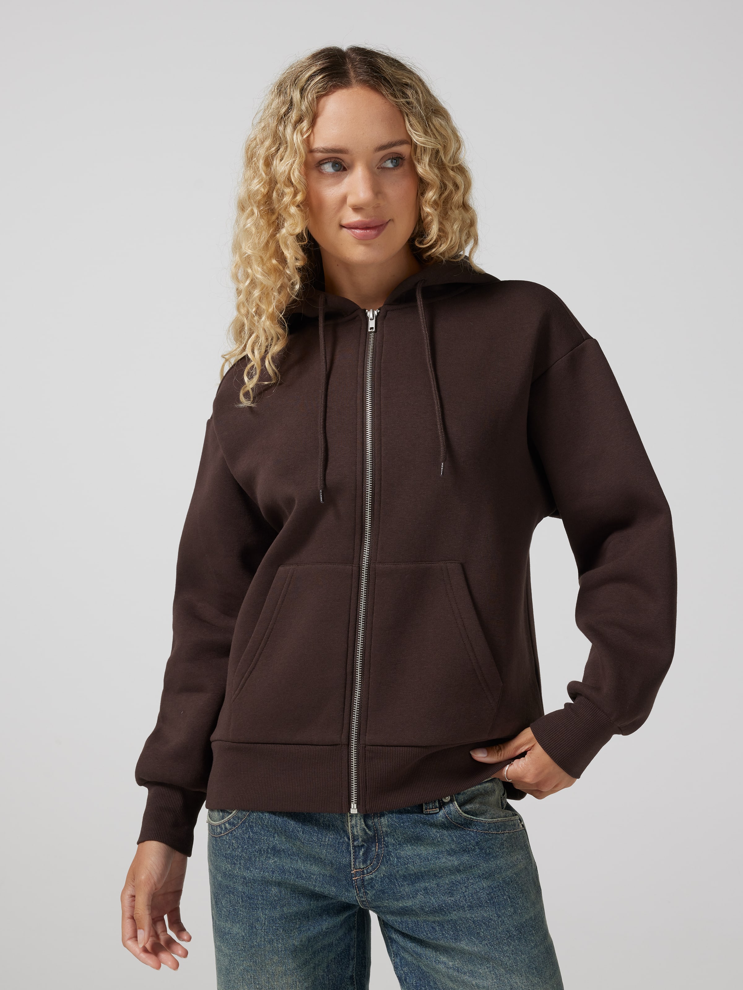 Plain Oversized Zip Thru Hoodie