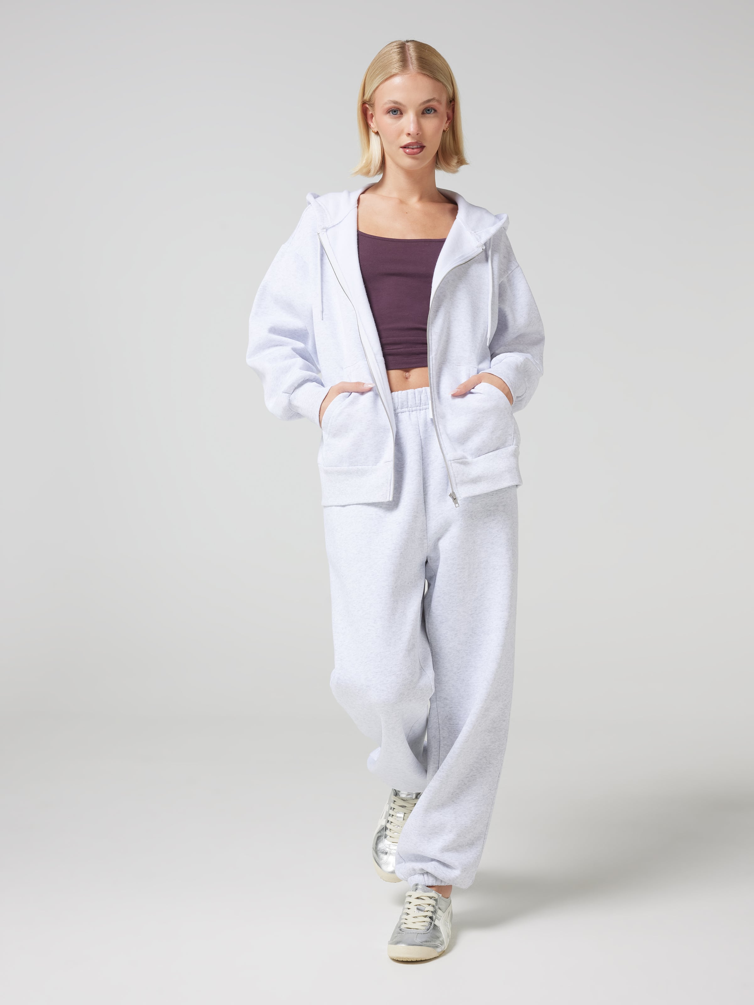 Plain Oversized Zip Thru Hoodie