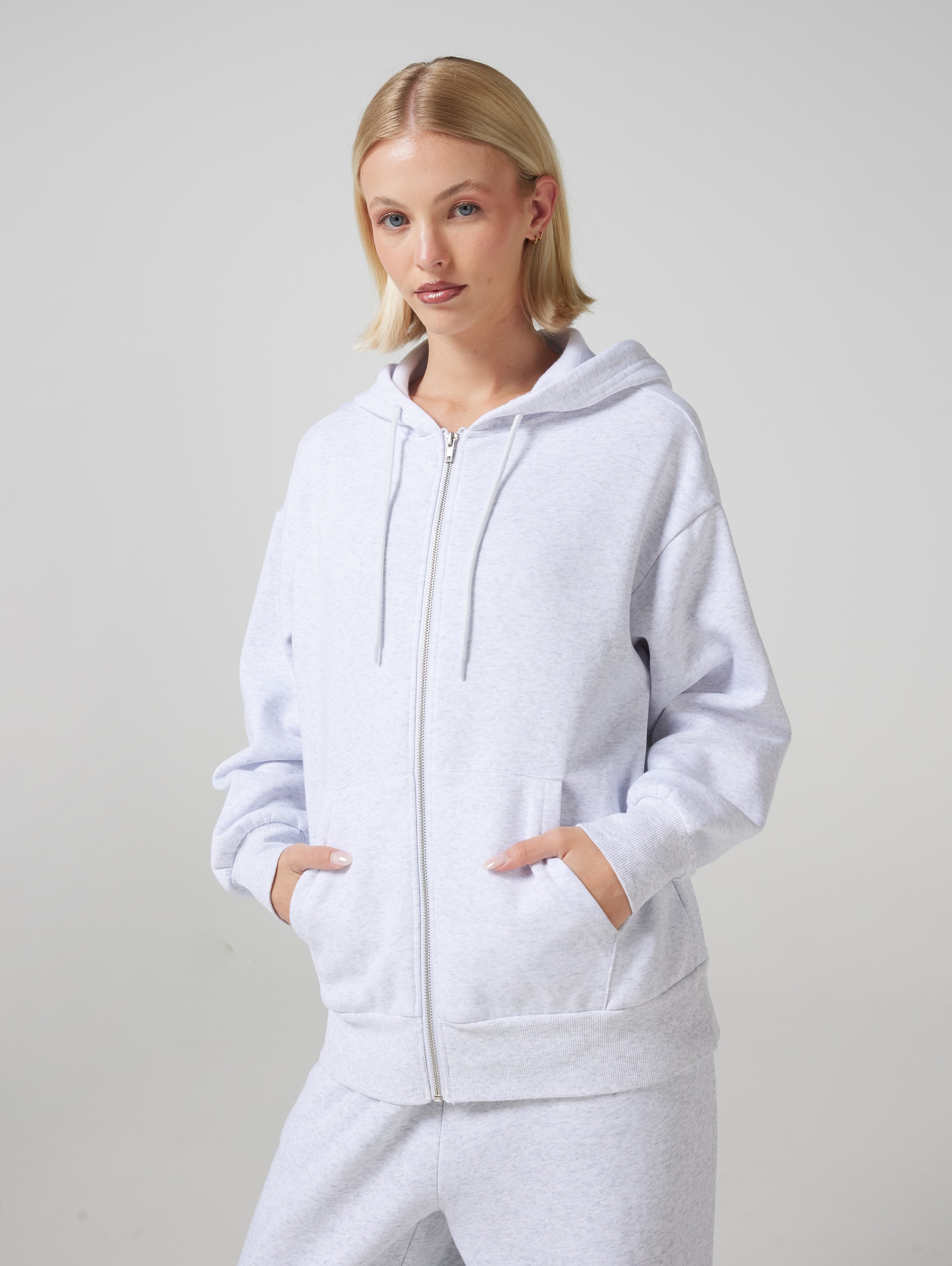 Plain Oversized Zip Thru Hoodie