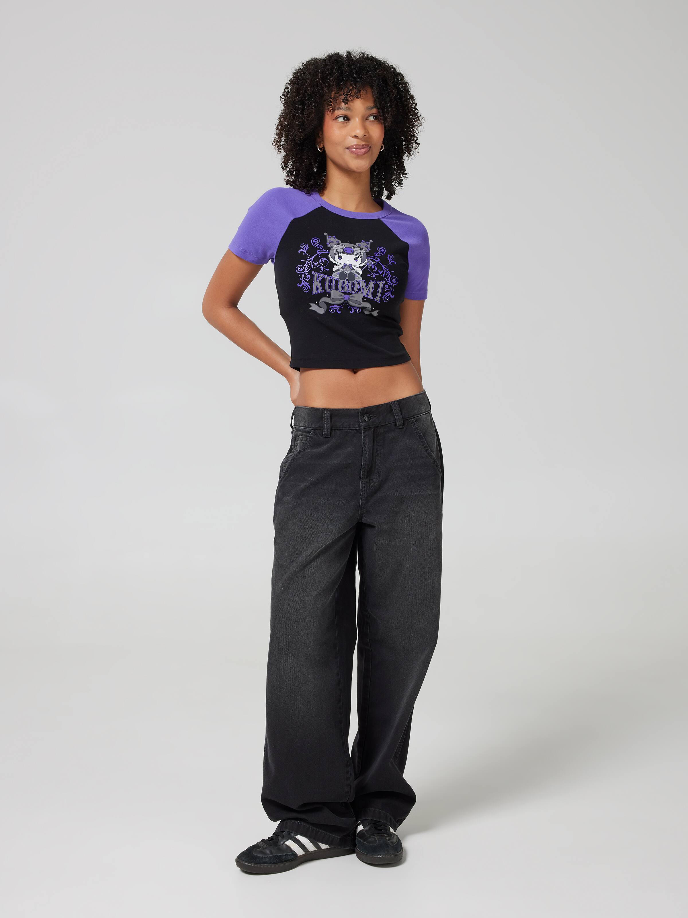 W Kuromi Goth Bow Baby Raglan