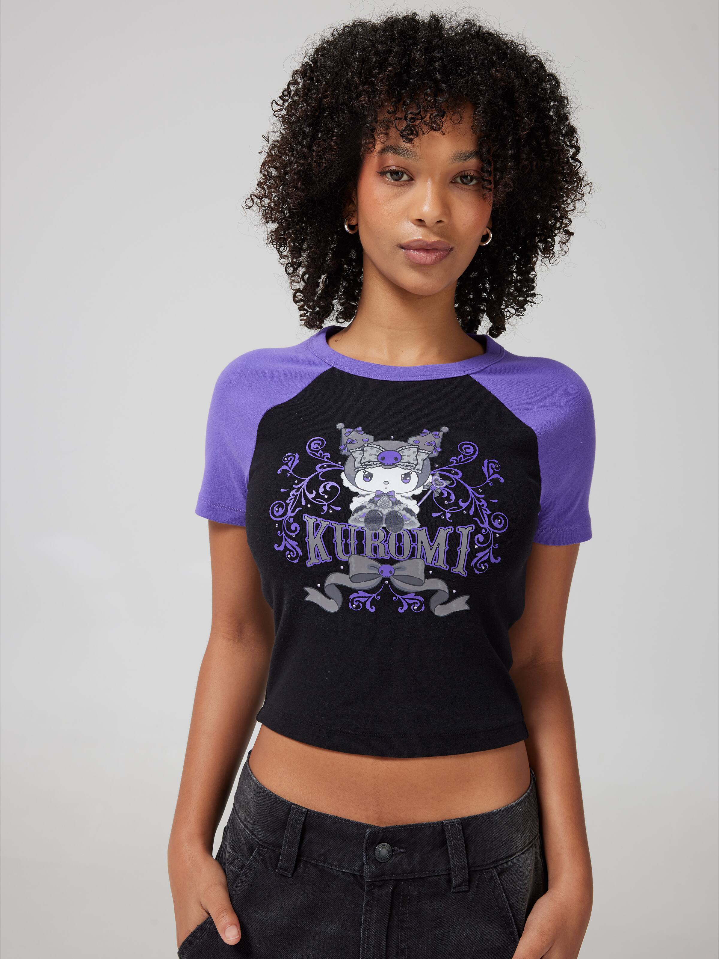 W Kuromi Goth Bow Baby Raglan