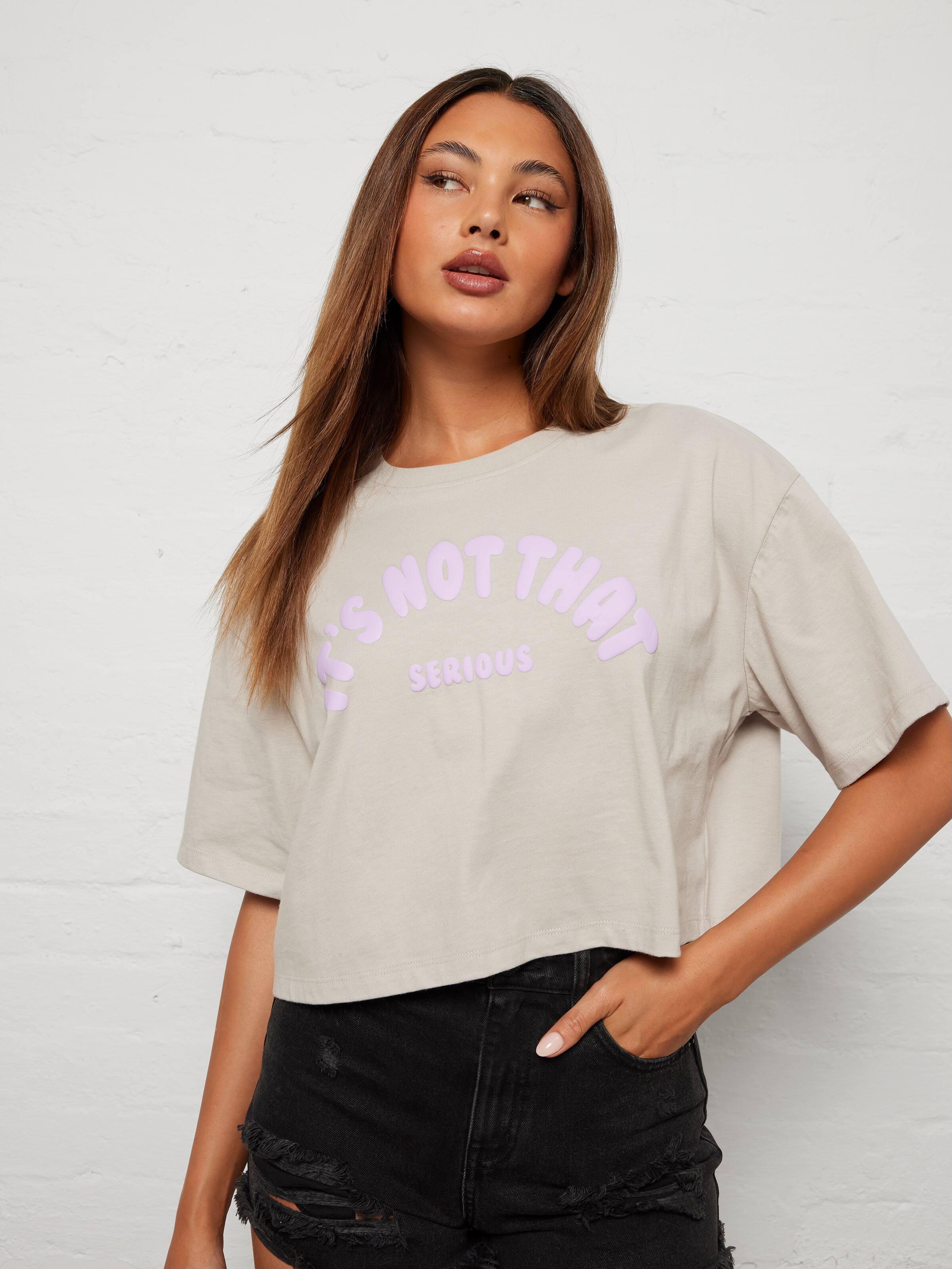 Not That Serious Puff Oversized Crop Tee