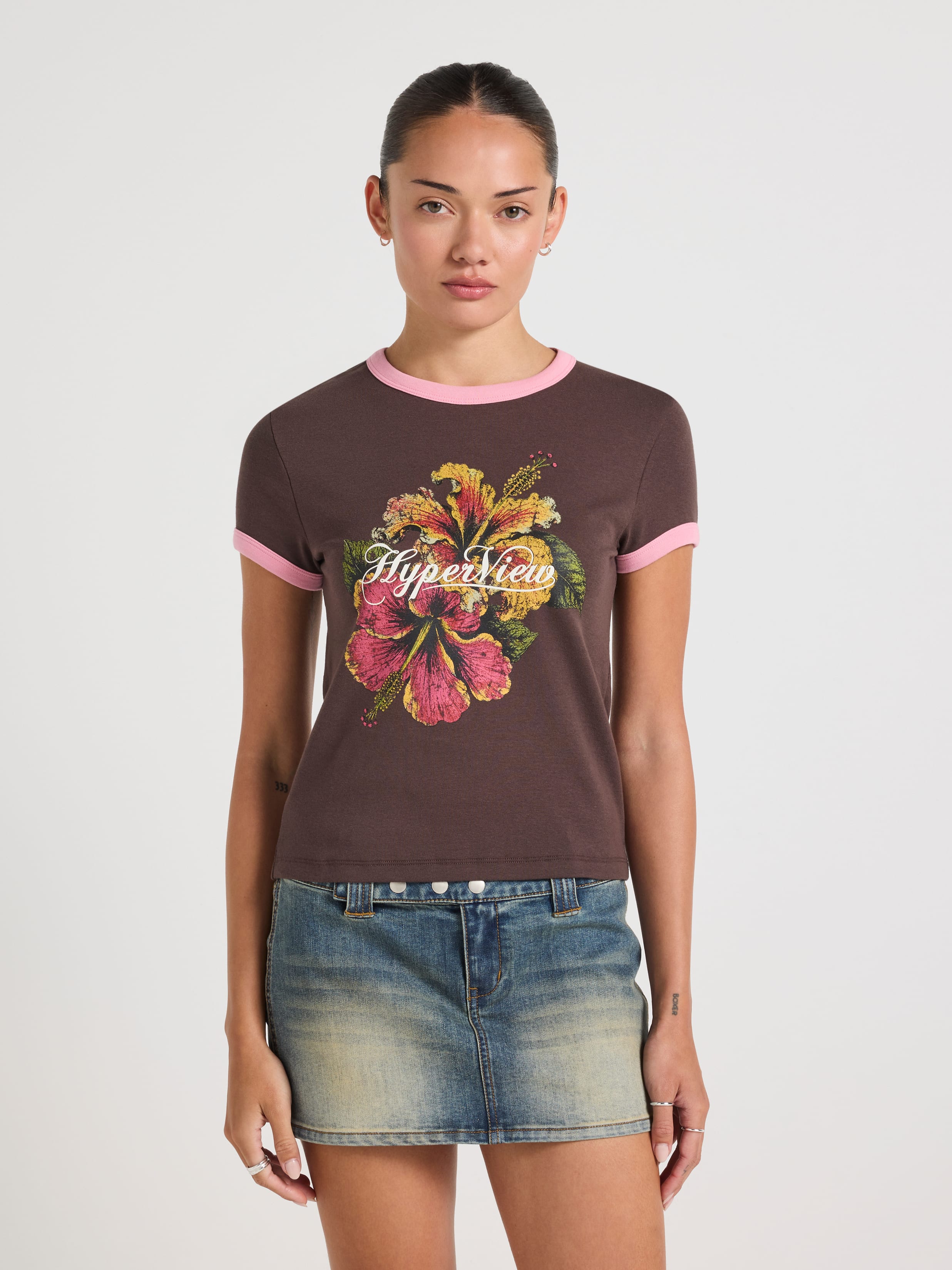 Hyperview Hibiscus Baby Ringer Tee