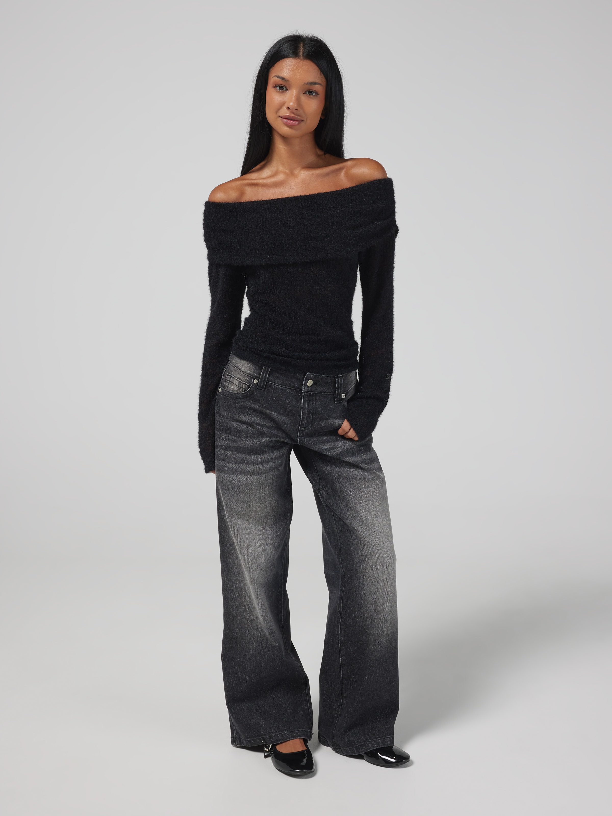 Fluffy Lace Off The Shoulder Top