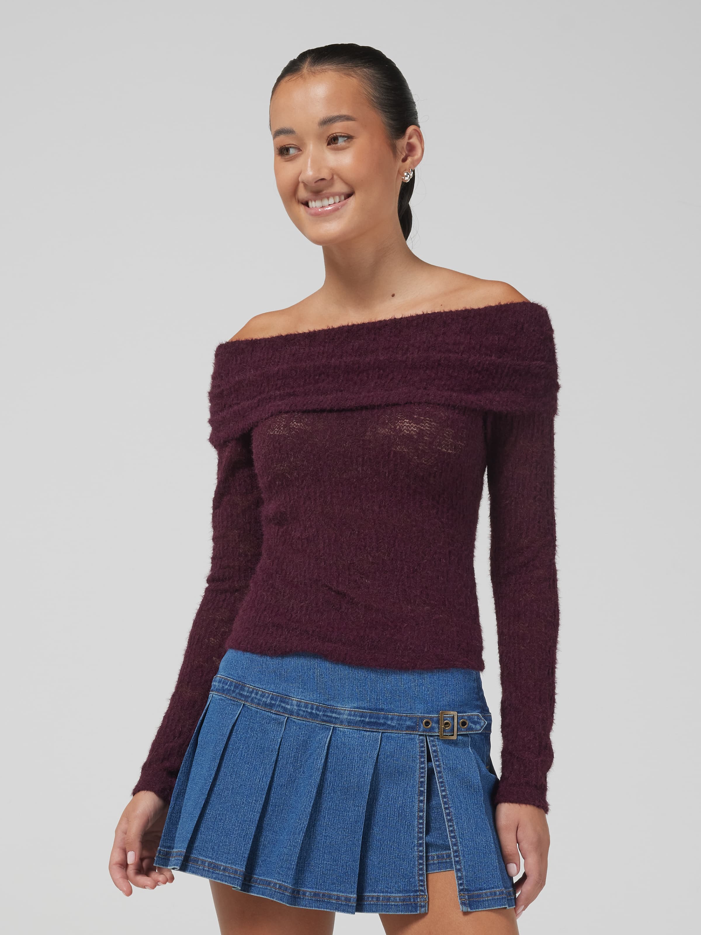 Fluffy Lace Off The Shoulder Top