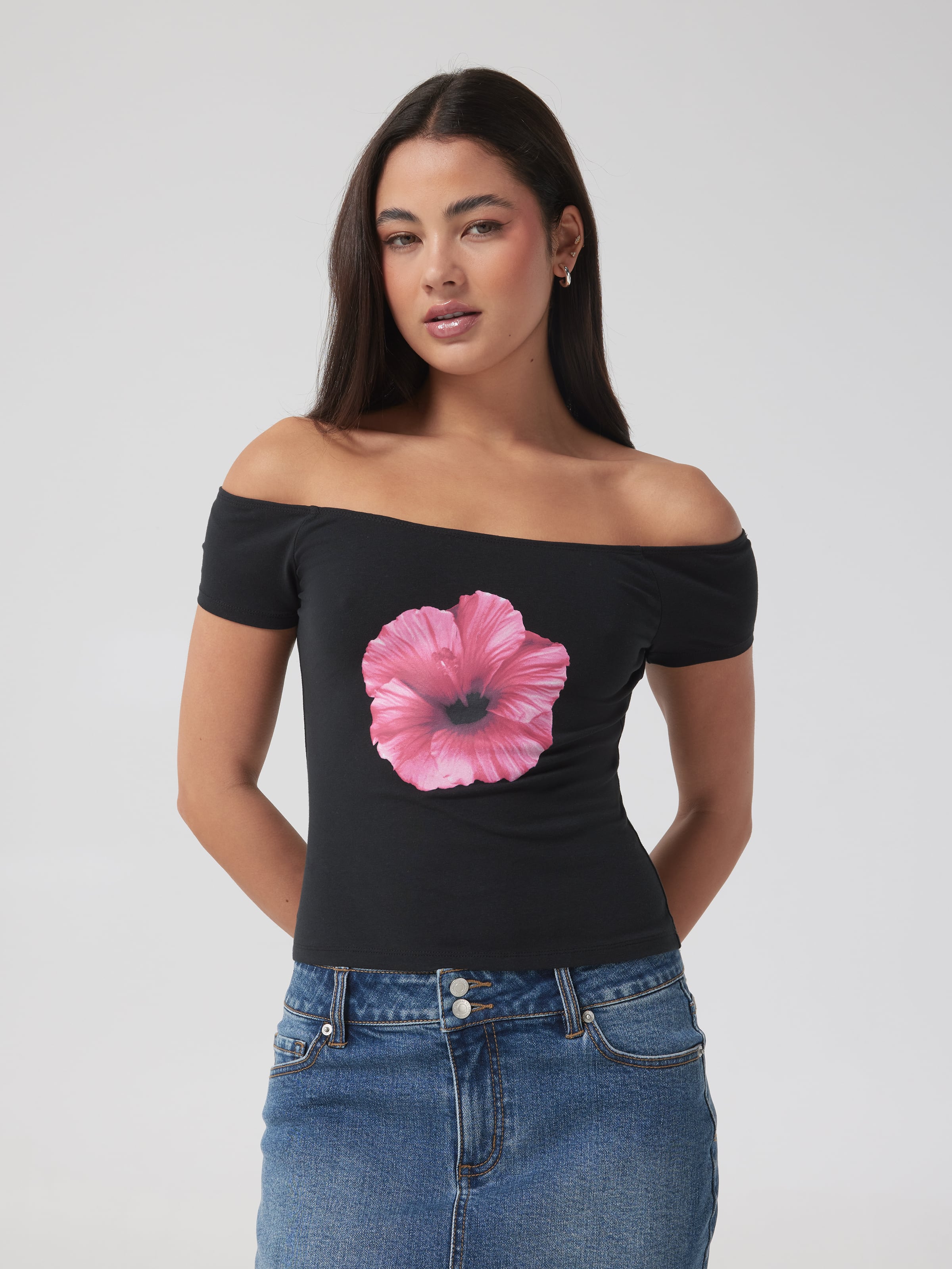 Hibiscus Off The Shoulder Tee