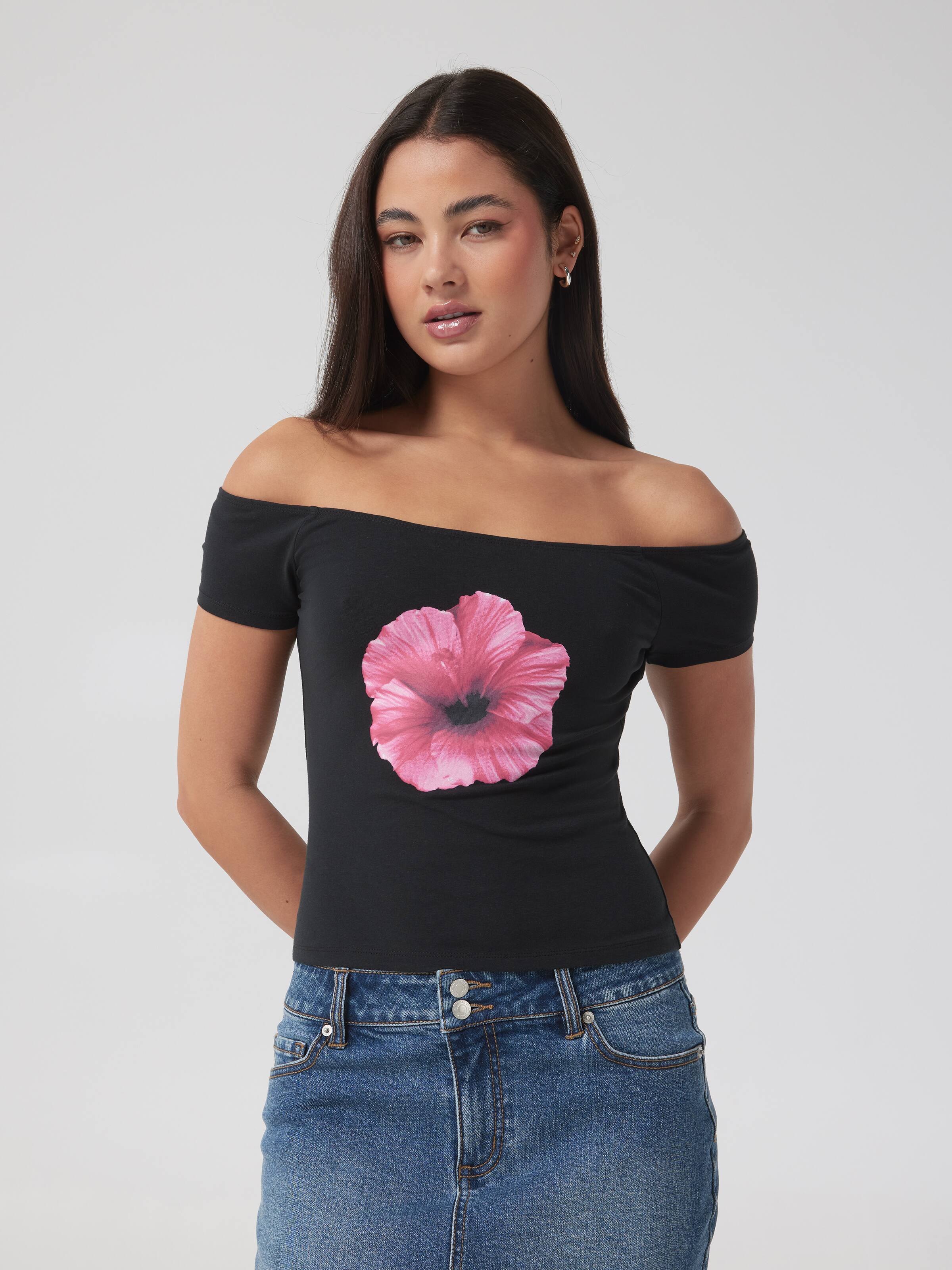 Hibiscus Off The Shoulder Tee