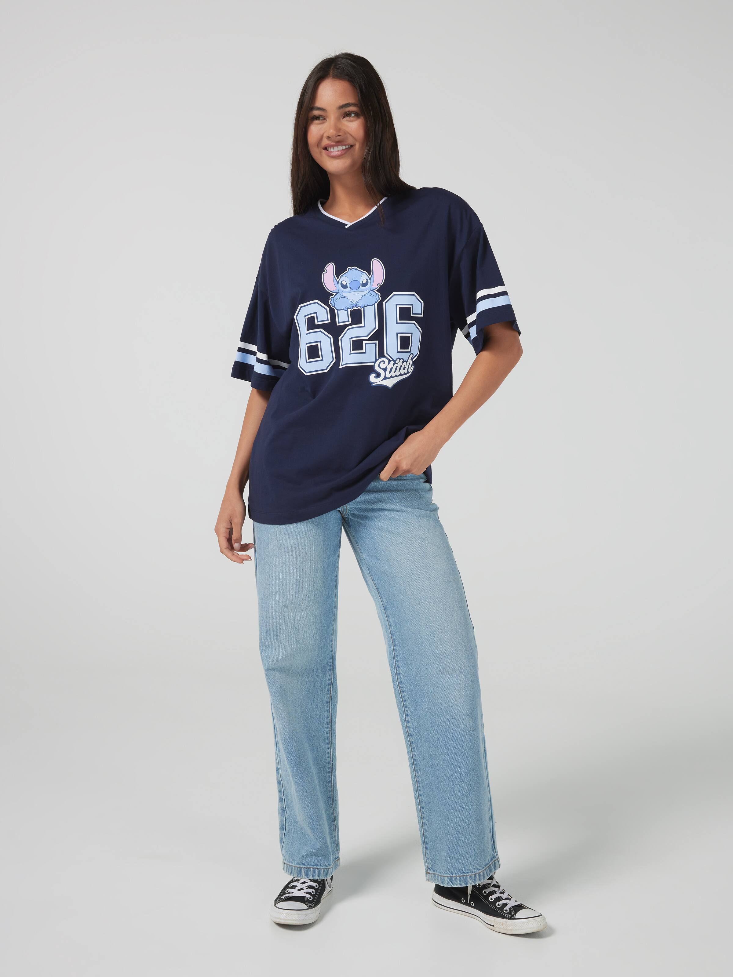 Lilo & Stitch 626 V Neck Oversized Tee