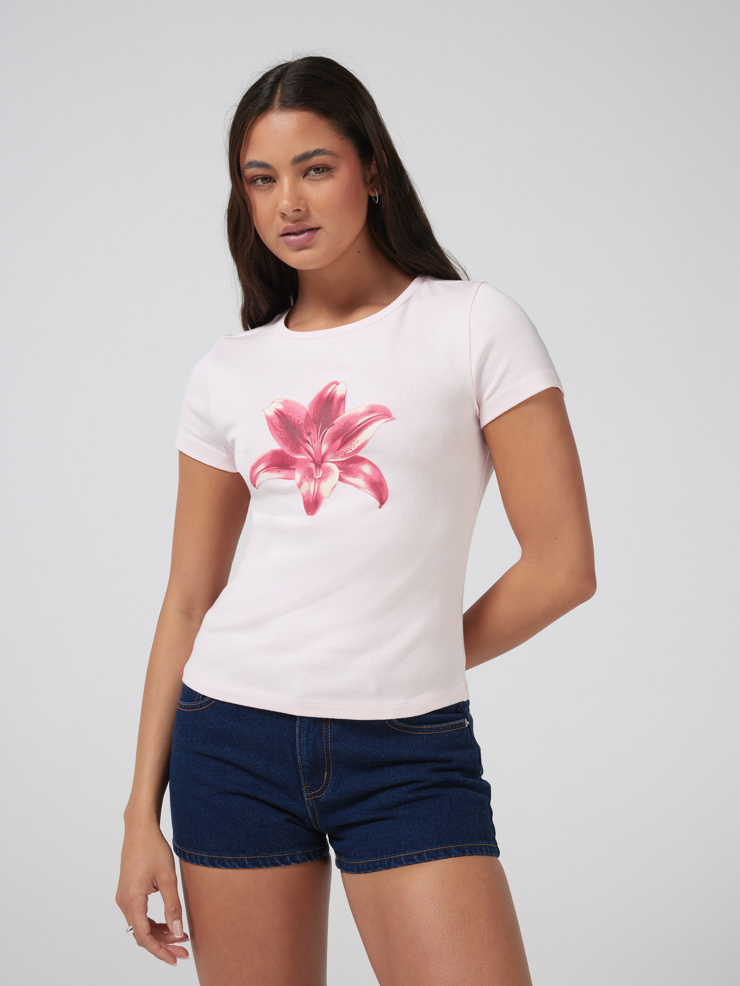 Hibisicus Longline Baby Tee