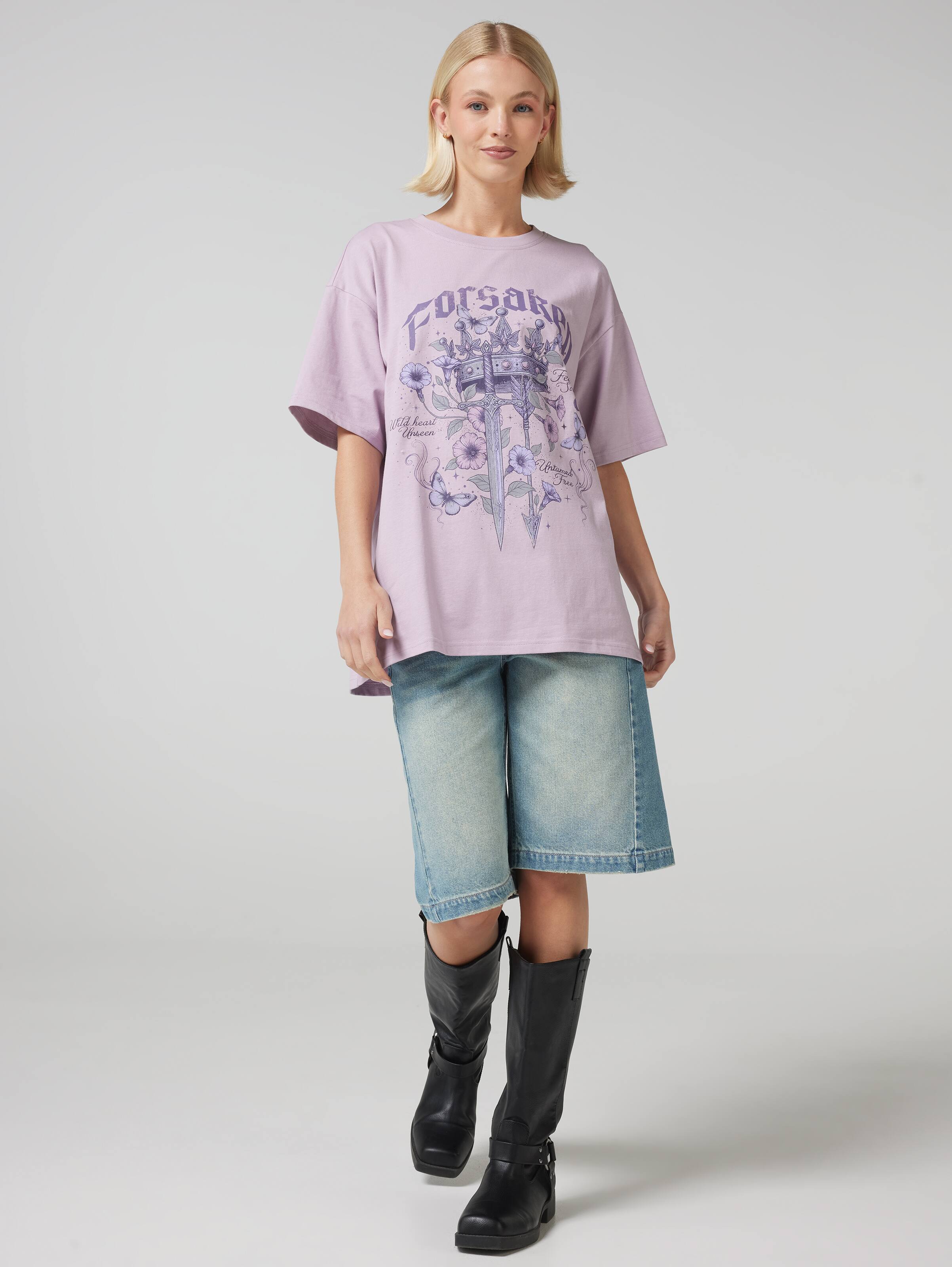 Forsaken Floral Crown Oversized Tee