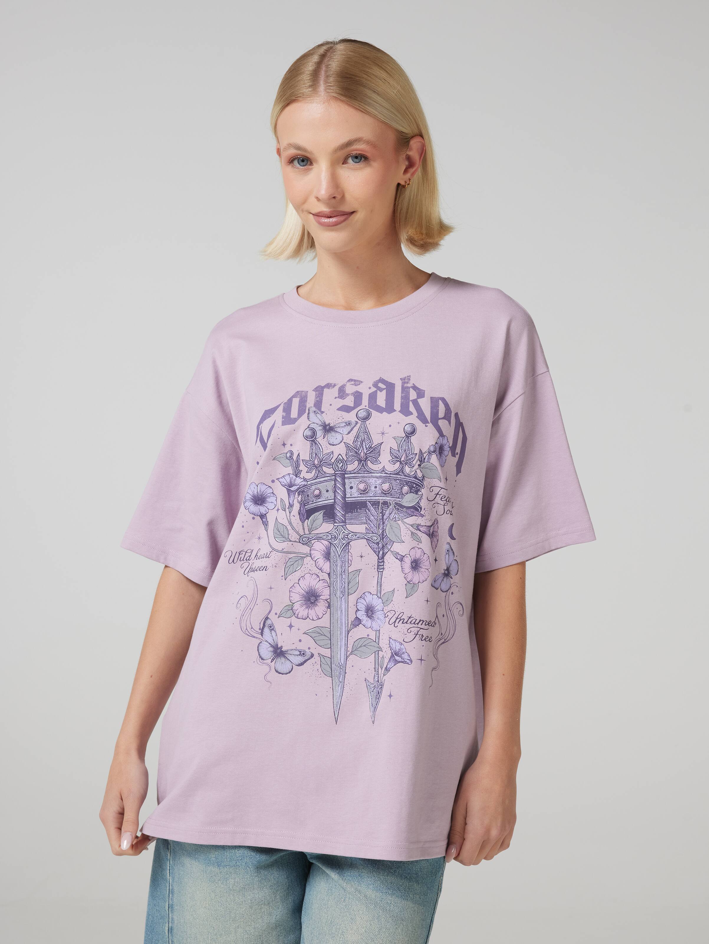 Forsaken Floral Crown Oversized Tee