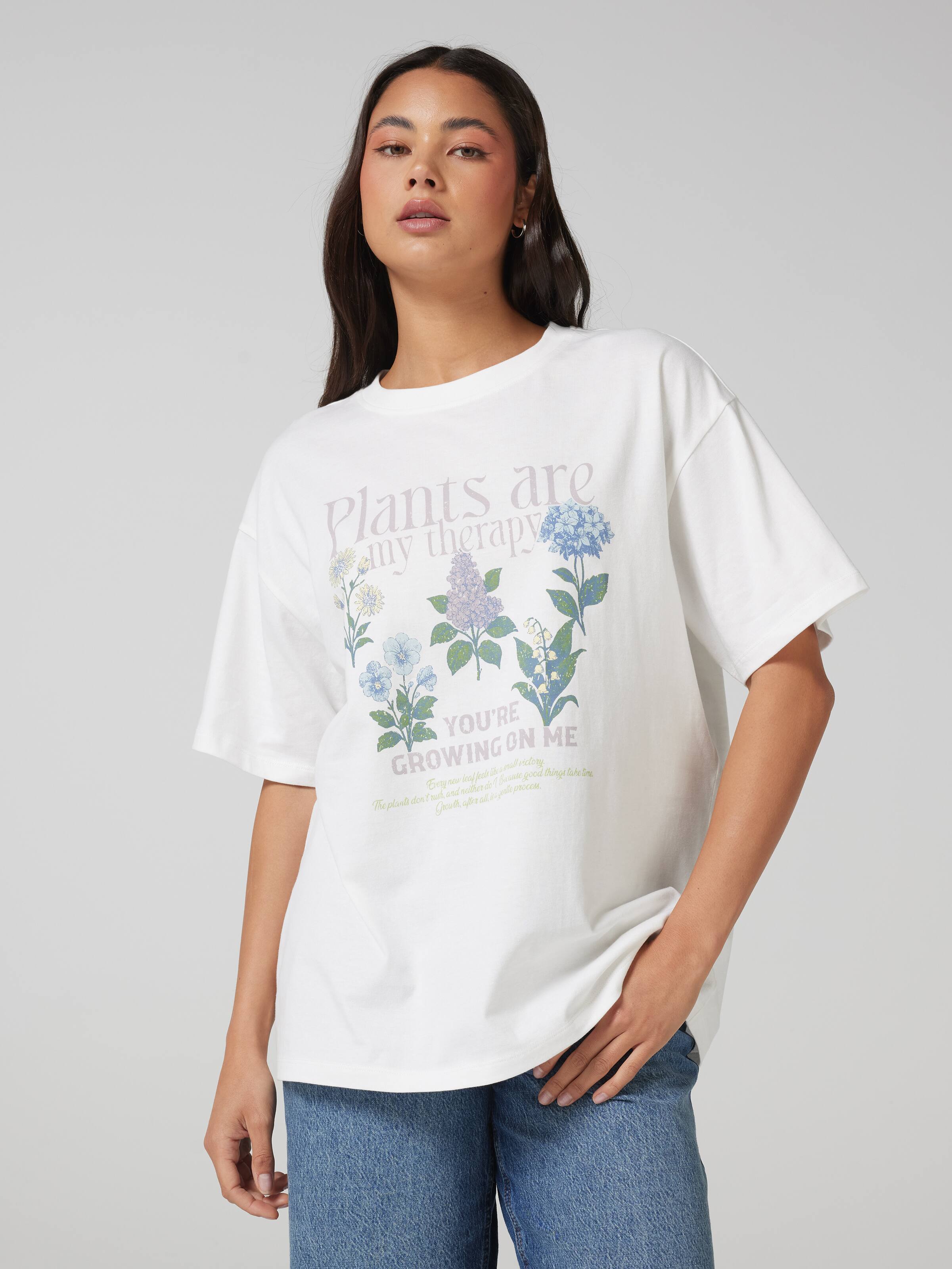 Plants Are My Therapy Oversized Tee