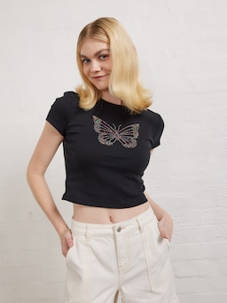 Butterfly Diamonte Baby Tee