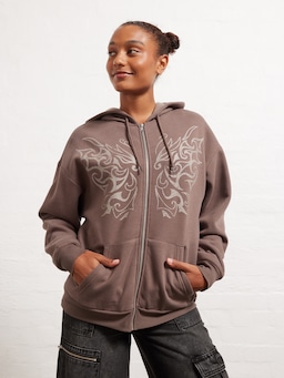 Butterfly Graphic Oversized Zip Up