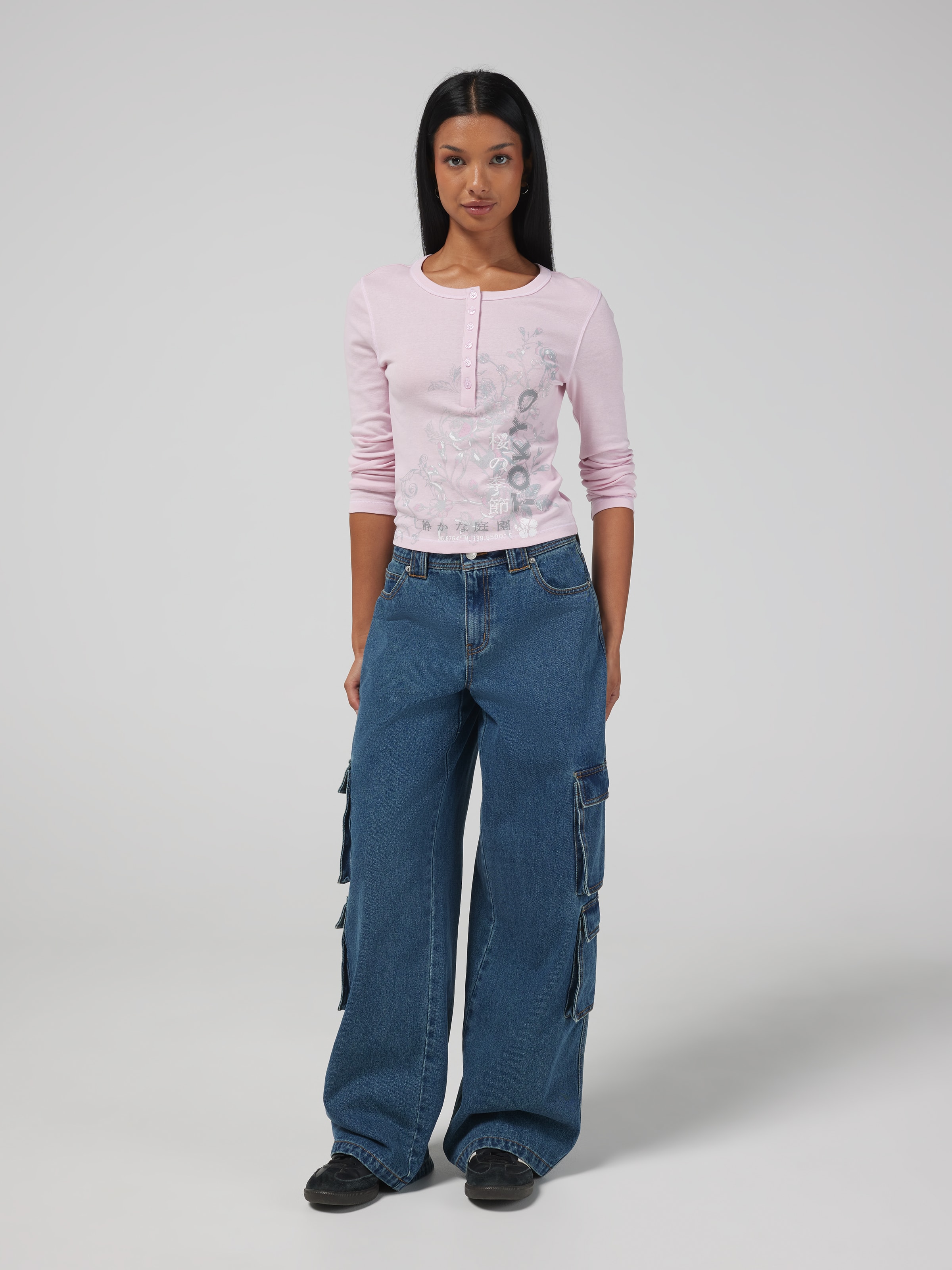 Y2k Blossom Long Sleeve Henley