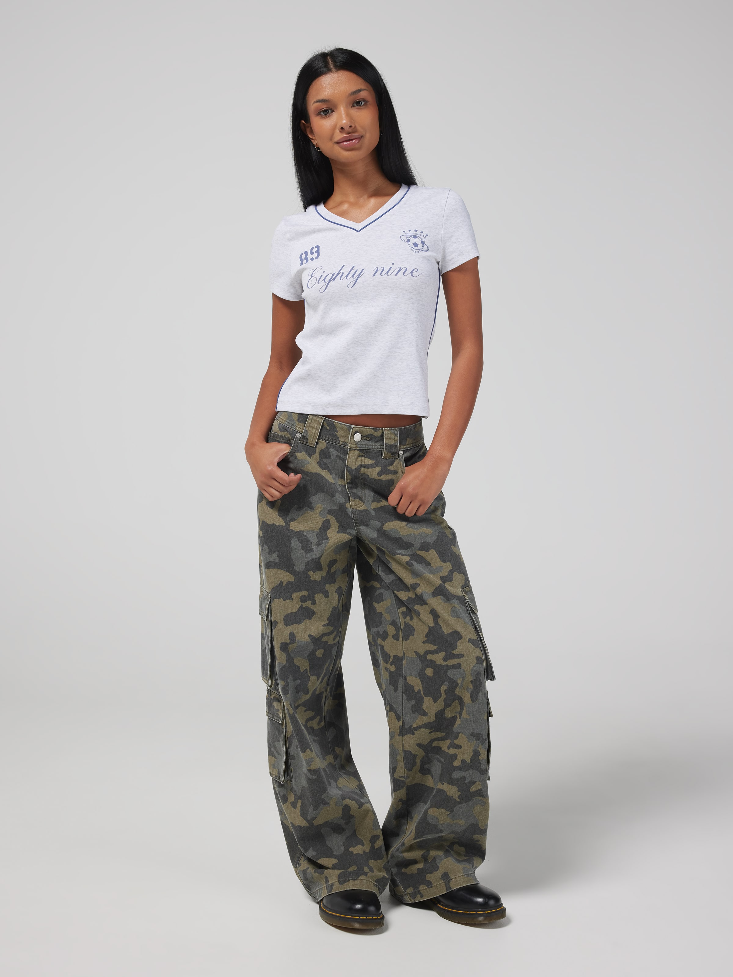 Eighty Nine V Neck Baby Tee