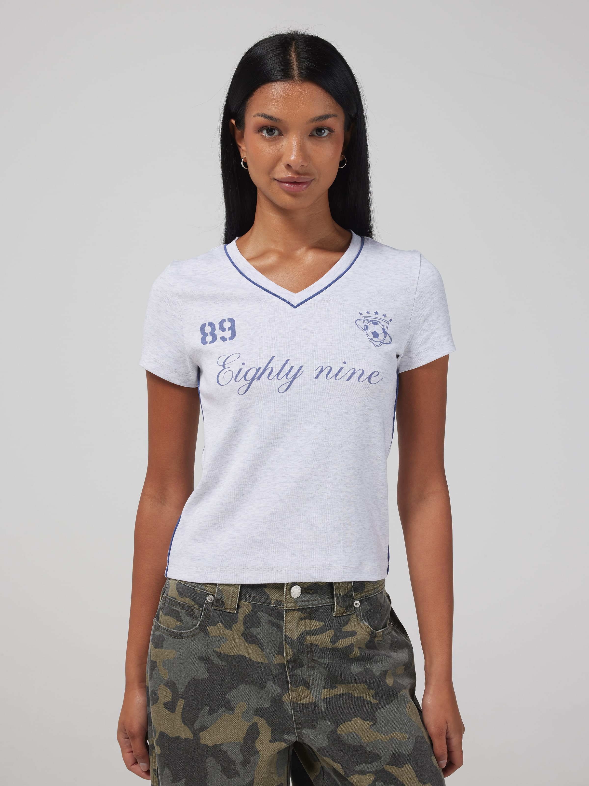 Eighty Nine V Neck Baby Tee
