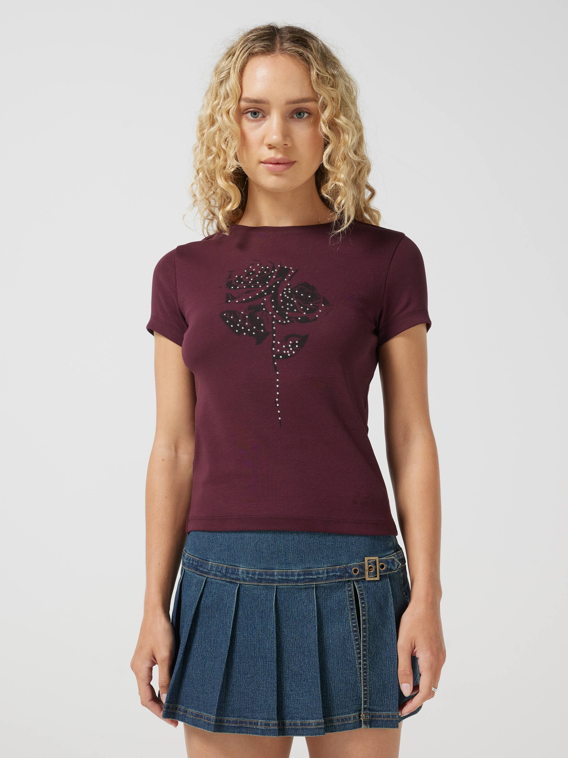 Studded Rose Baby Tee