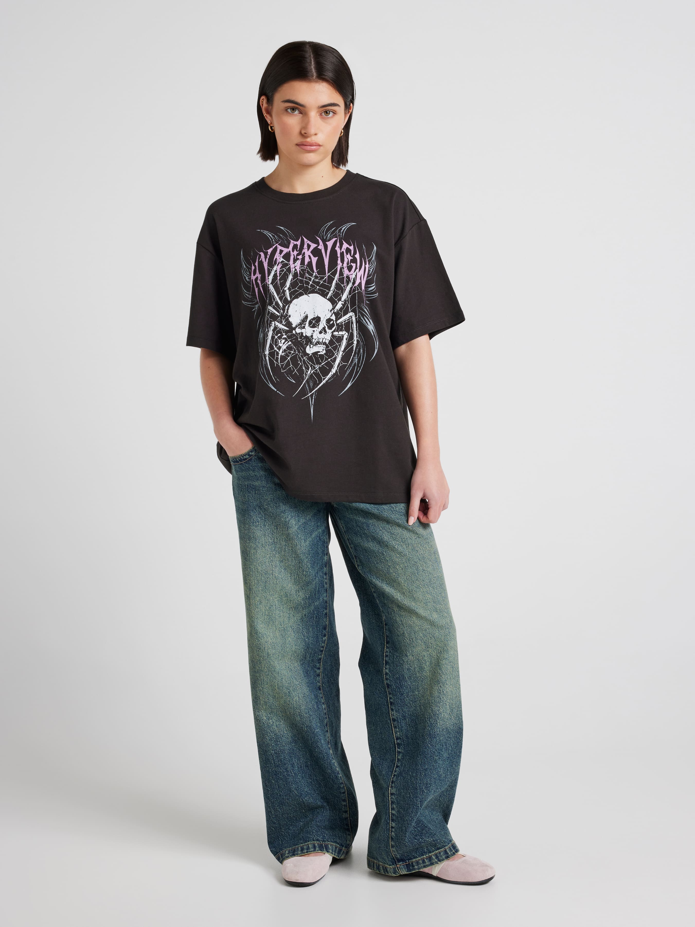 Hyperview Spider Skull Oversized Tee