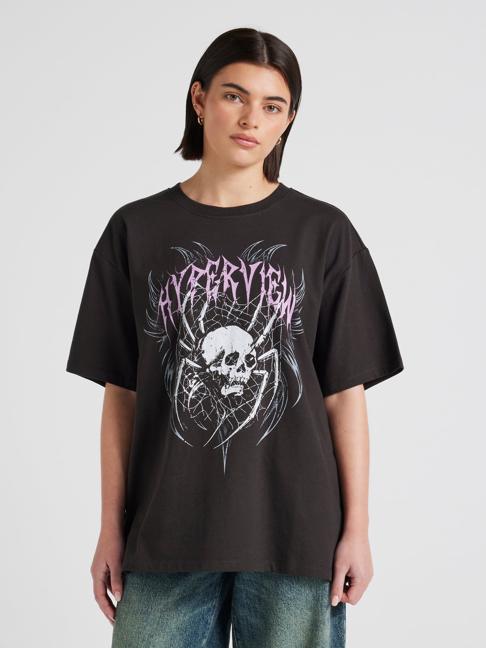 Hyperview Spider Skull Oversized Tee