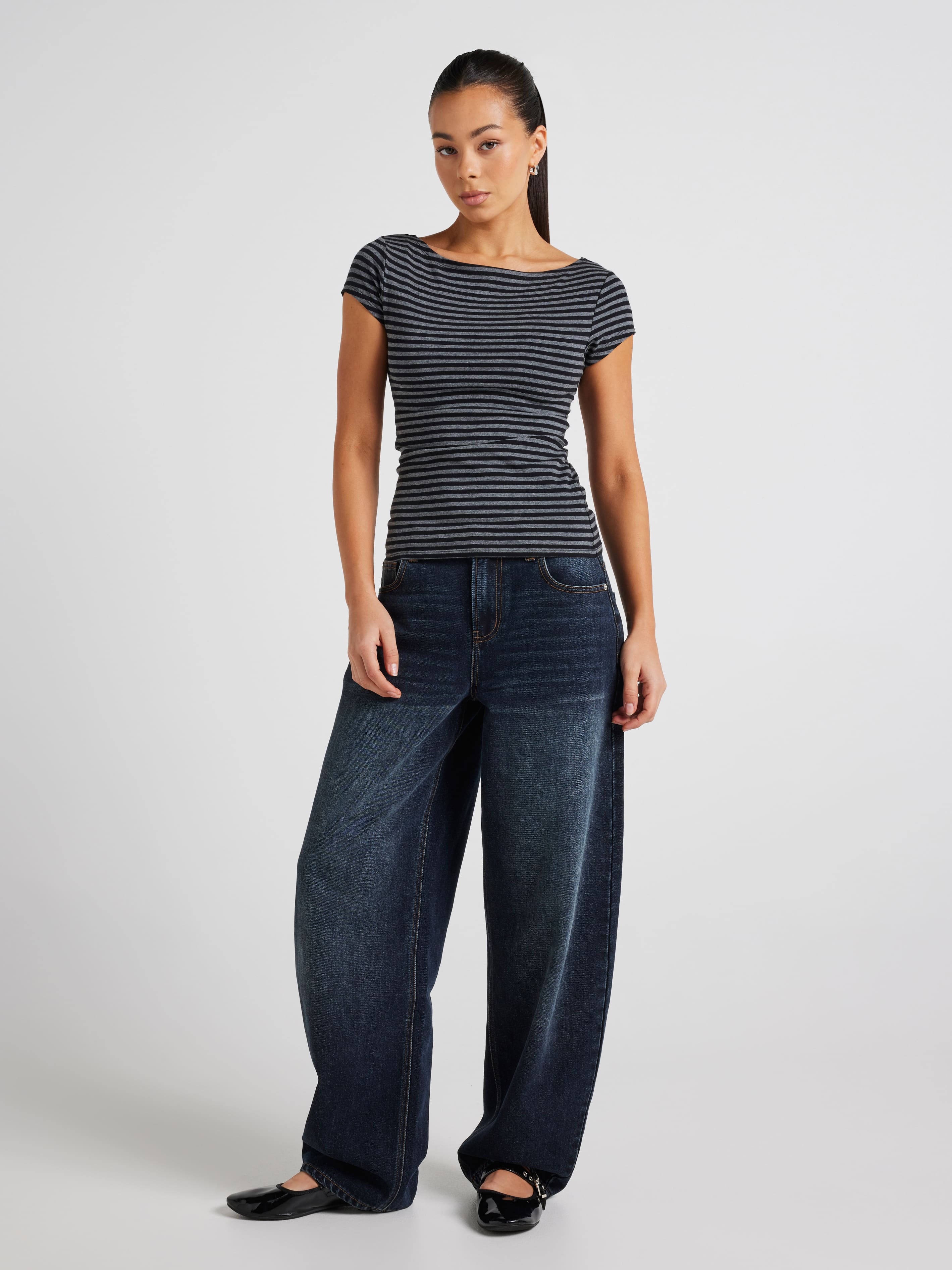 Striped Boatneck Baby Tee