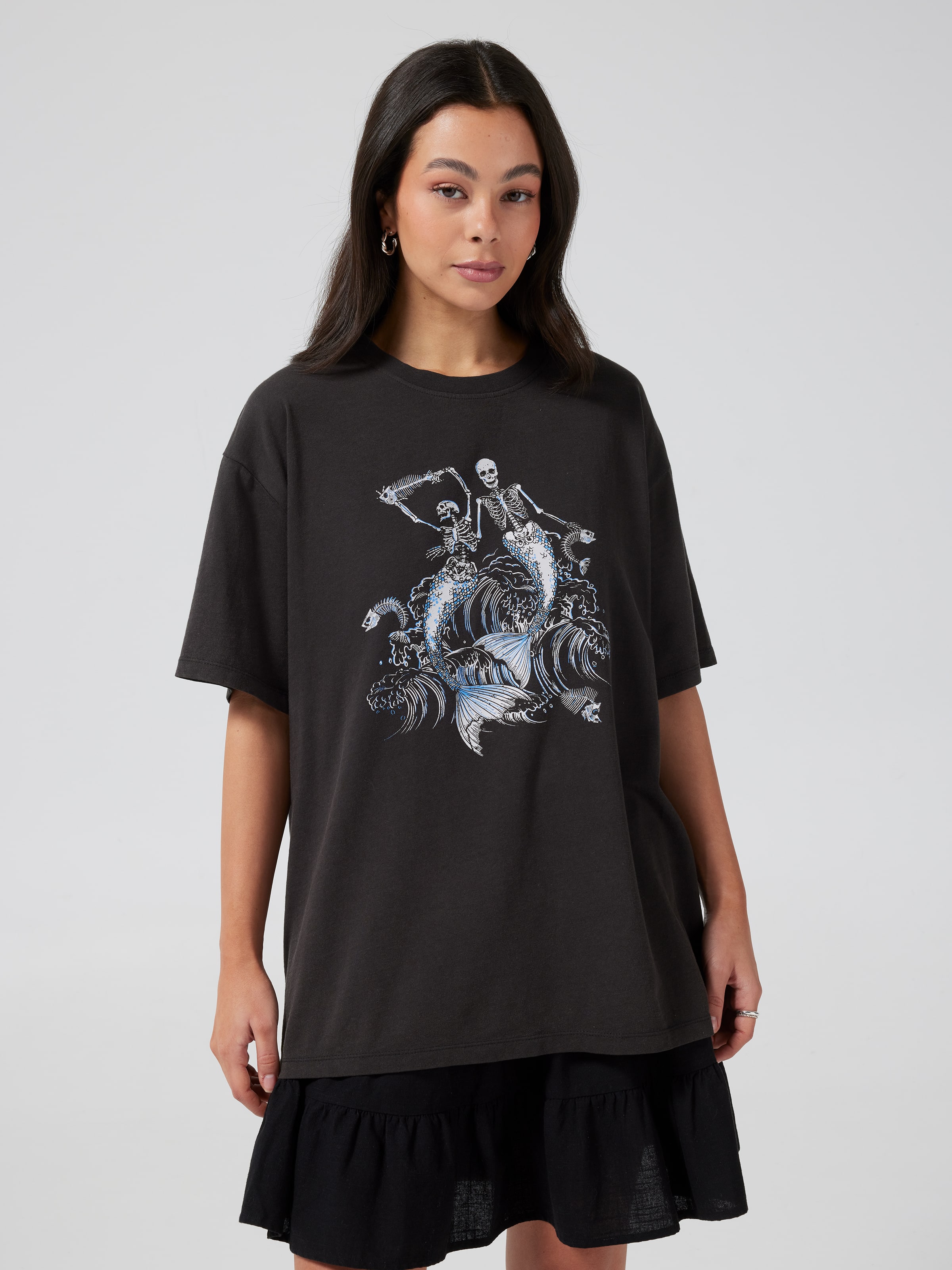 Mermaid Skeleton Oversized Tee