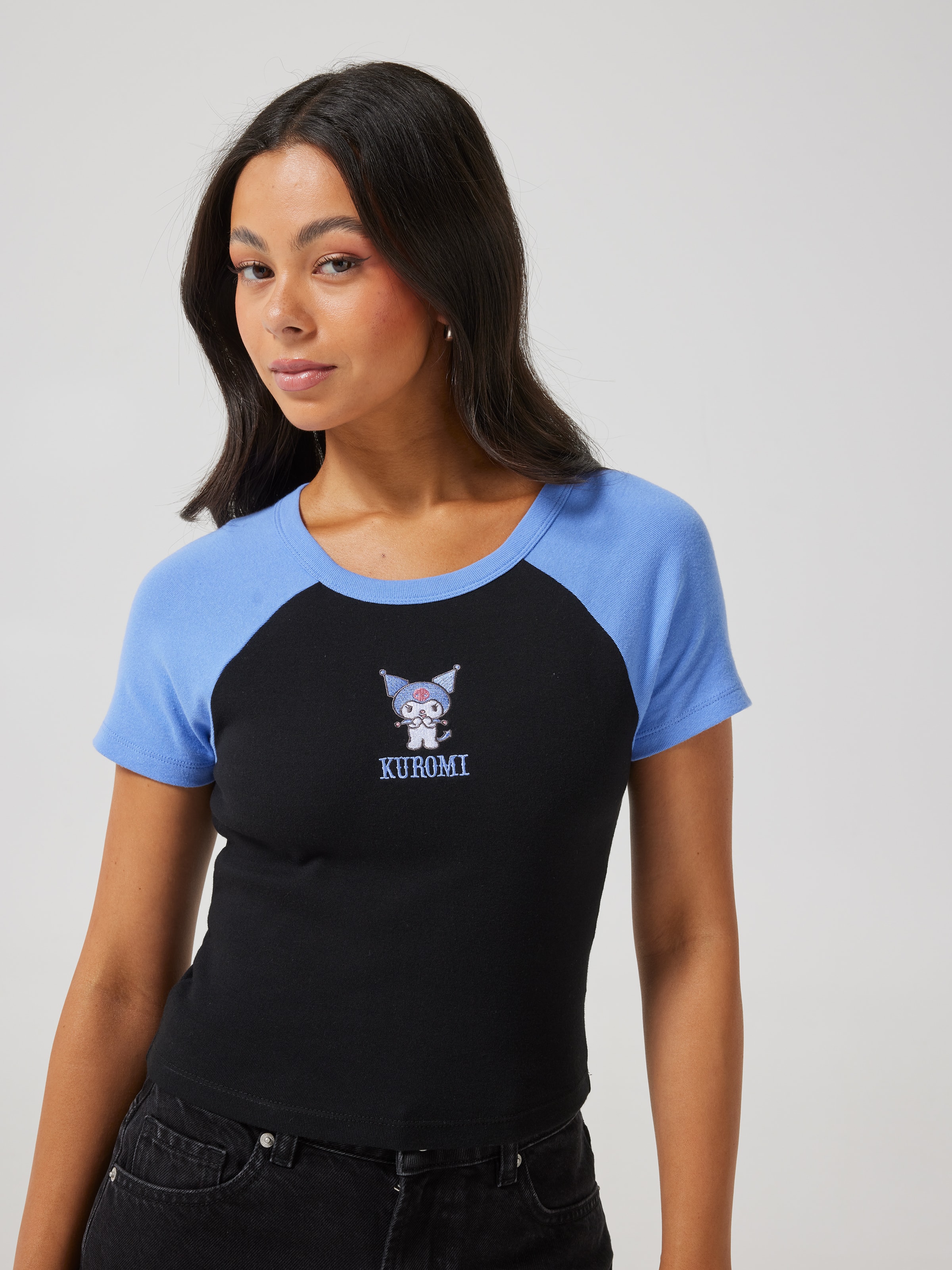 Kuromi Embroidered Baby Raglan Tee