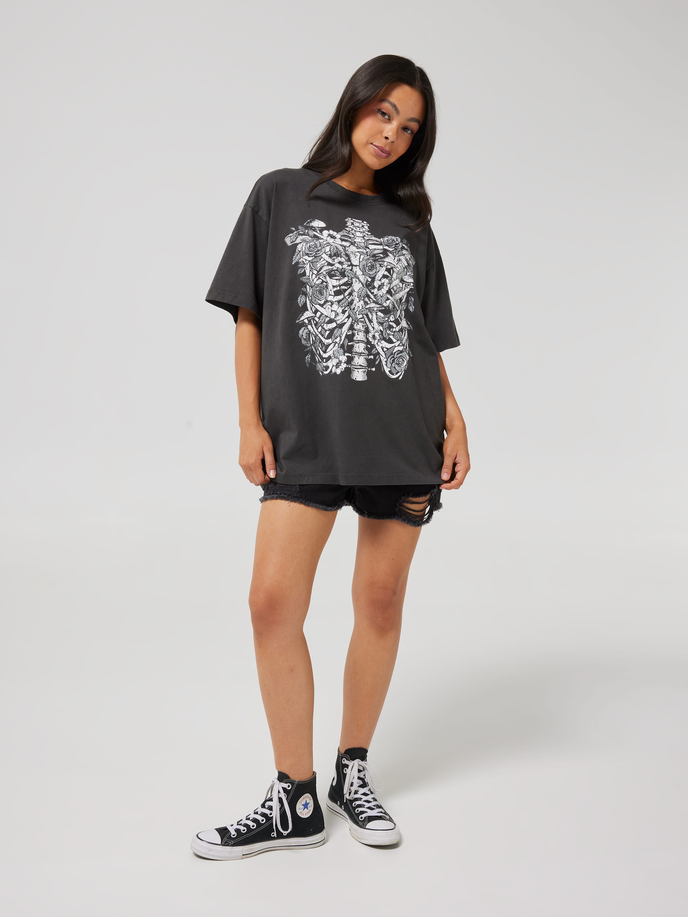 Floral Earth Ribcage Oversized Tee