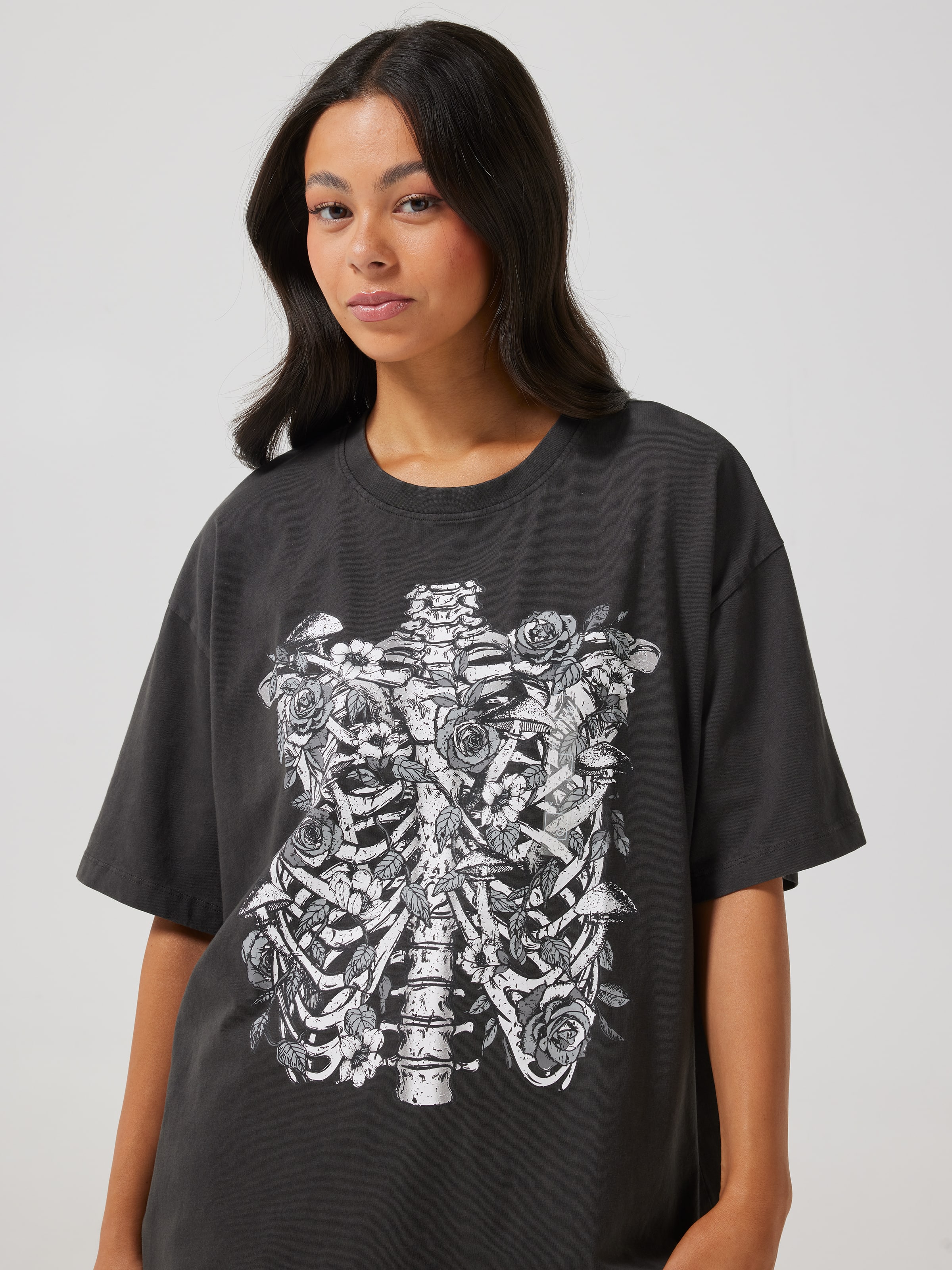 Floral Earth Ribcage Oversized Tee