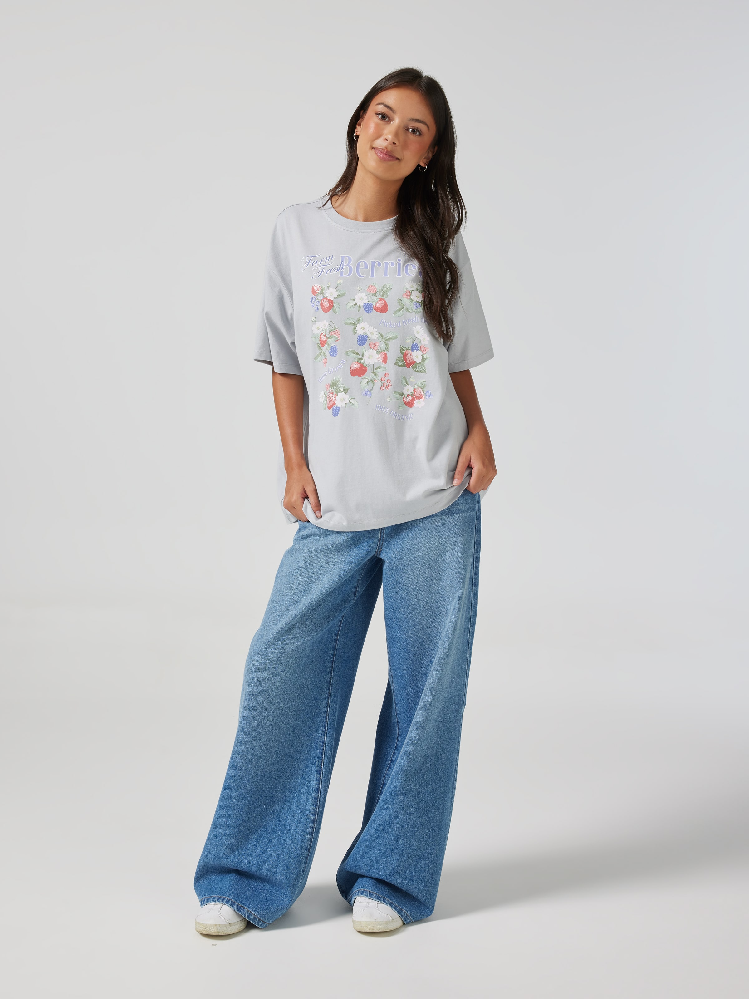 Mystic Berry Grid Oversized Tee