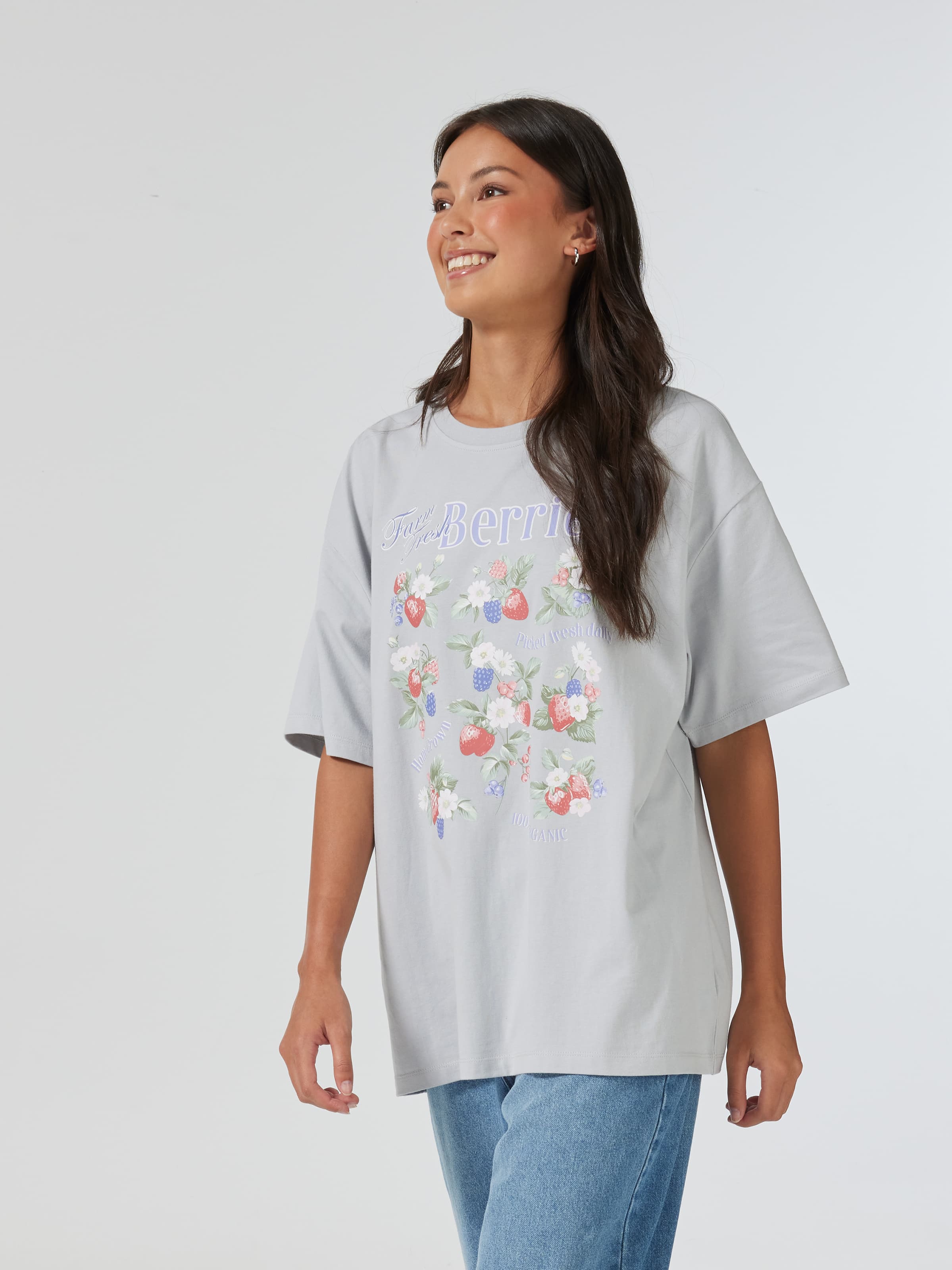 Mystic Berry Grid Oversized Tee