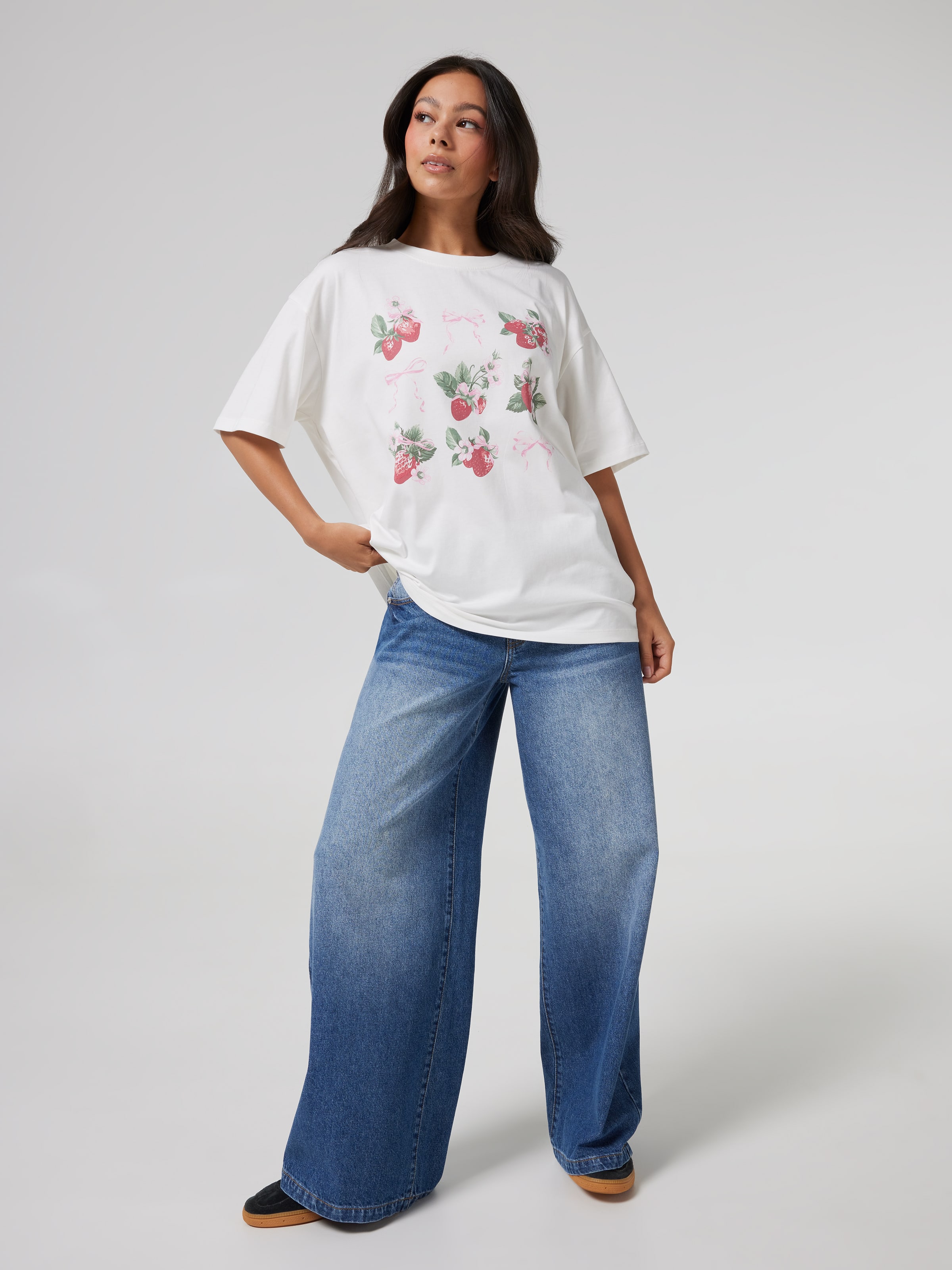 Strawberry Bows Oversized Tee