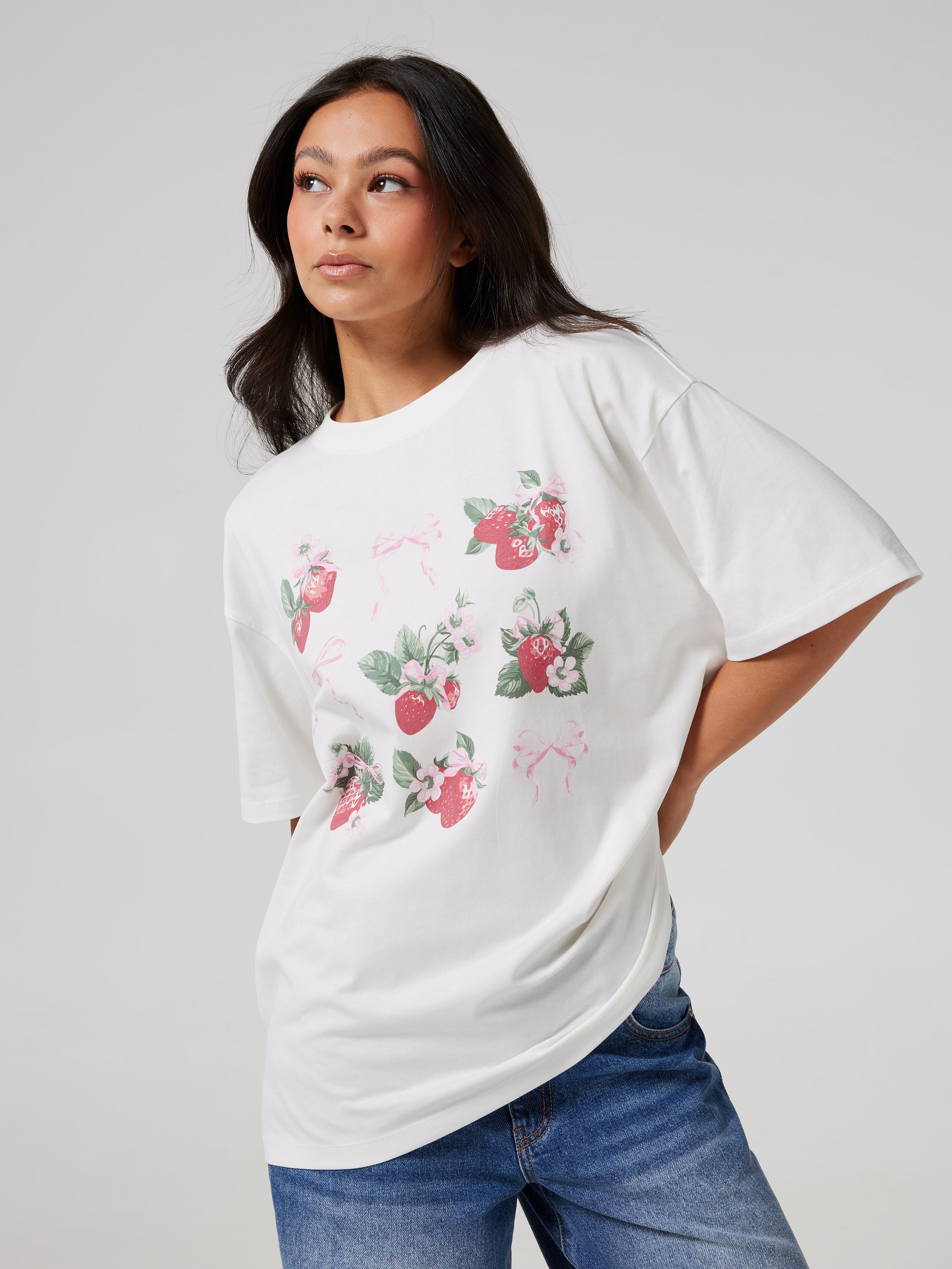 Strawberry Bows Oversized Tee