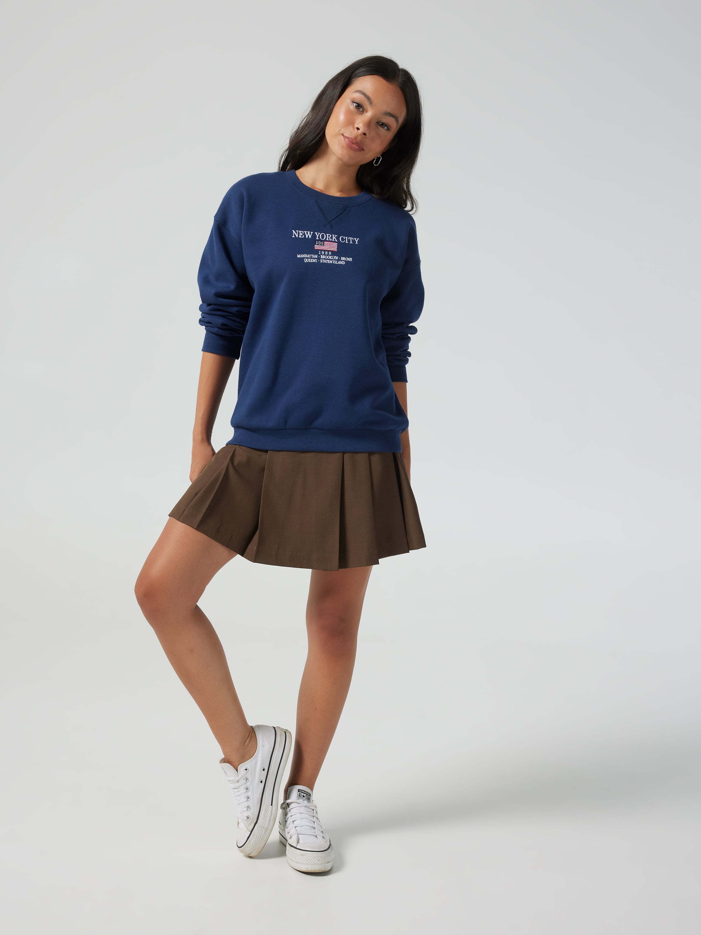 Nyc Embroidered Crew Neck Sweat