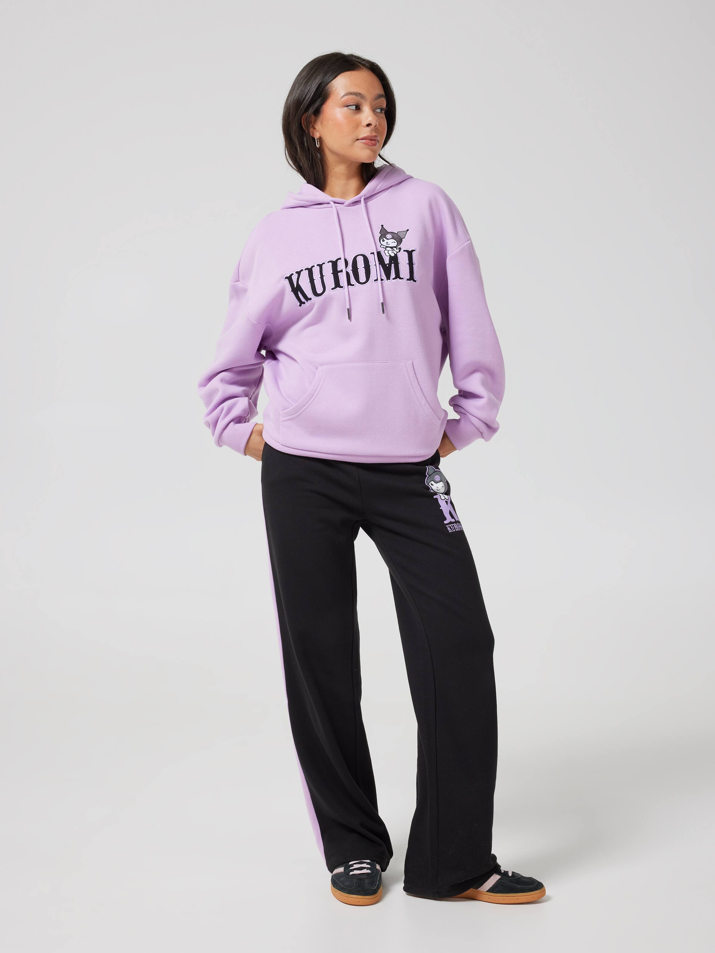 Kuromi Sporty Logo Oversized Hoodie