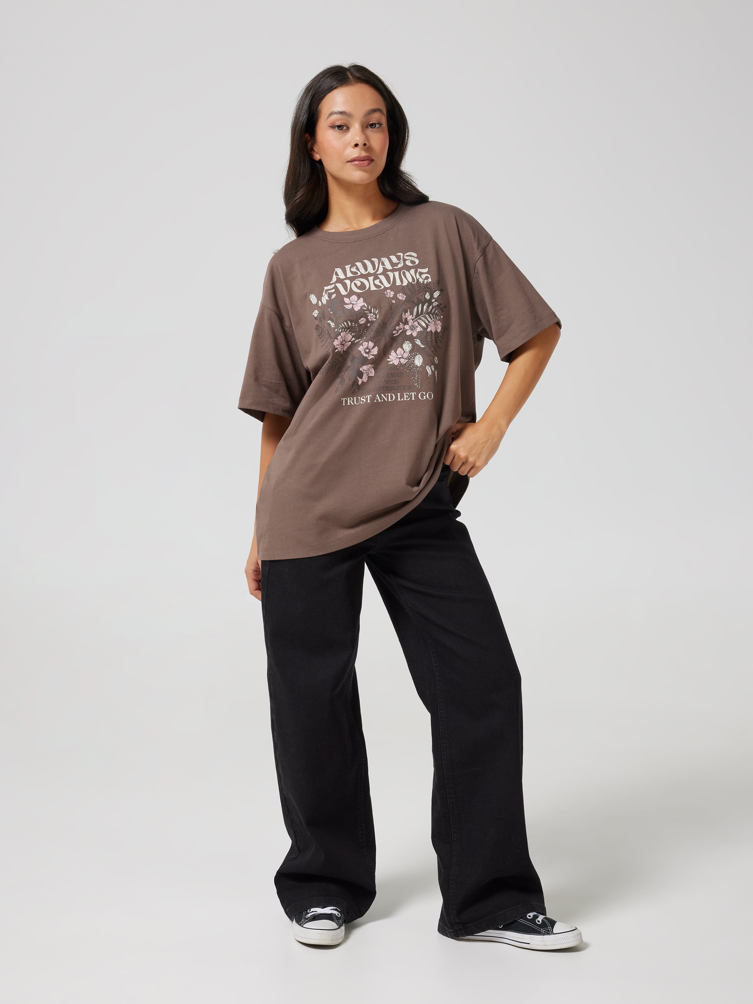 Always Evolving Floral Oversized Tee