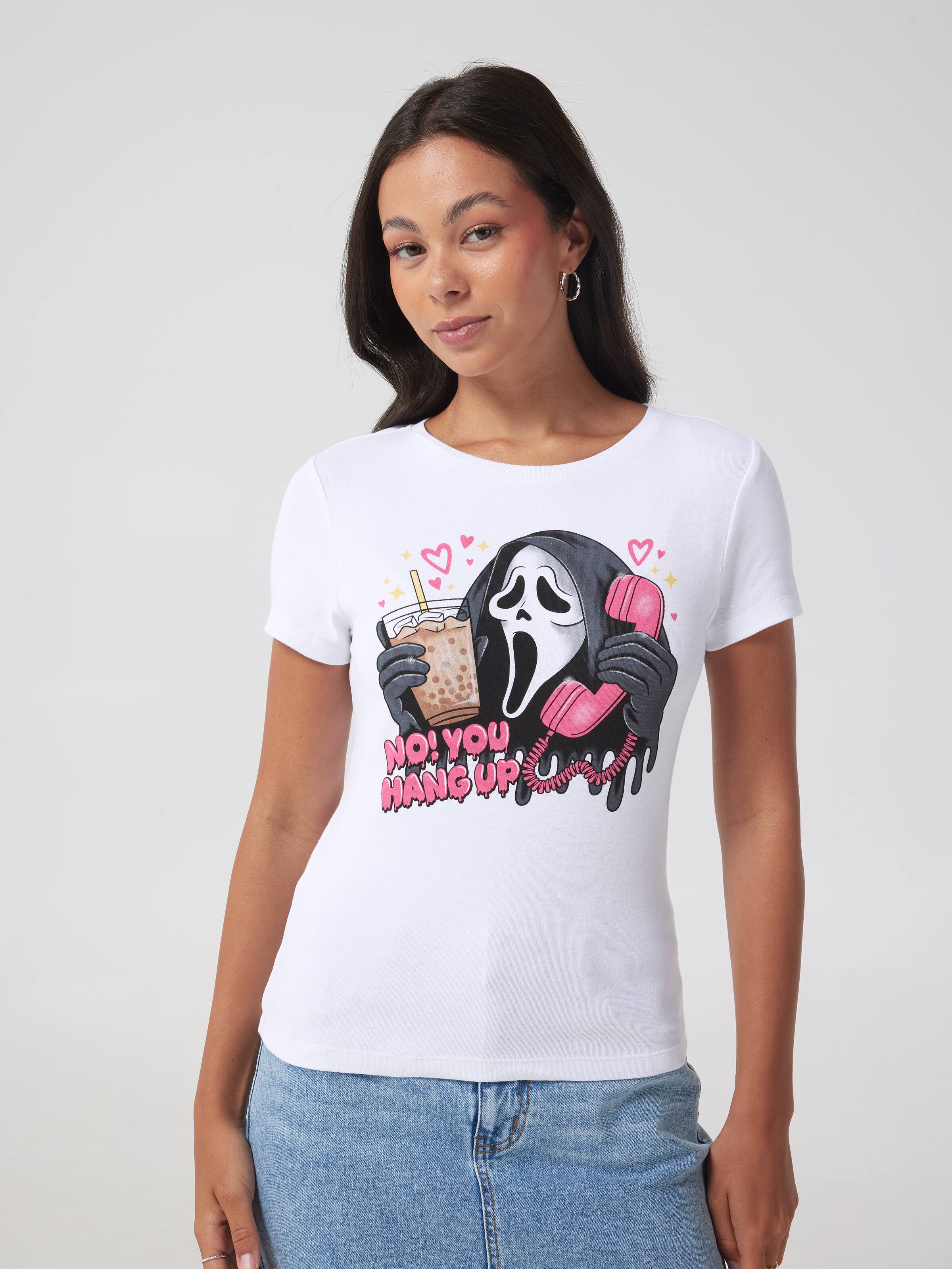 Ghost Face No You Hang Up Baby Tee