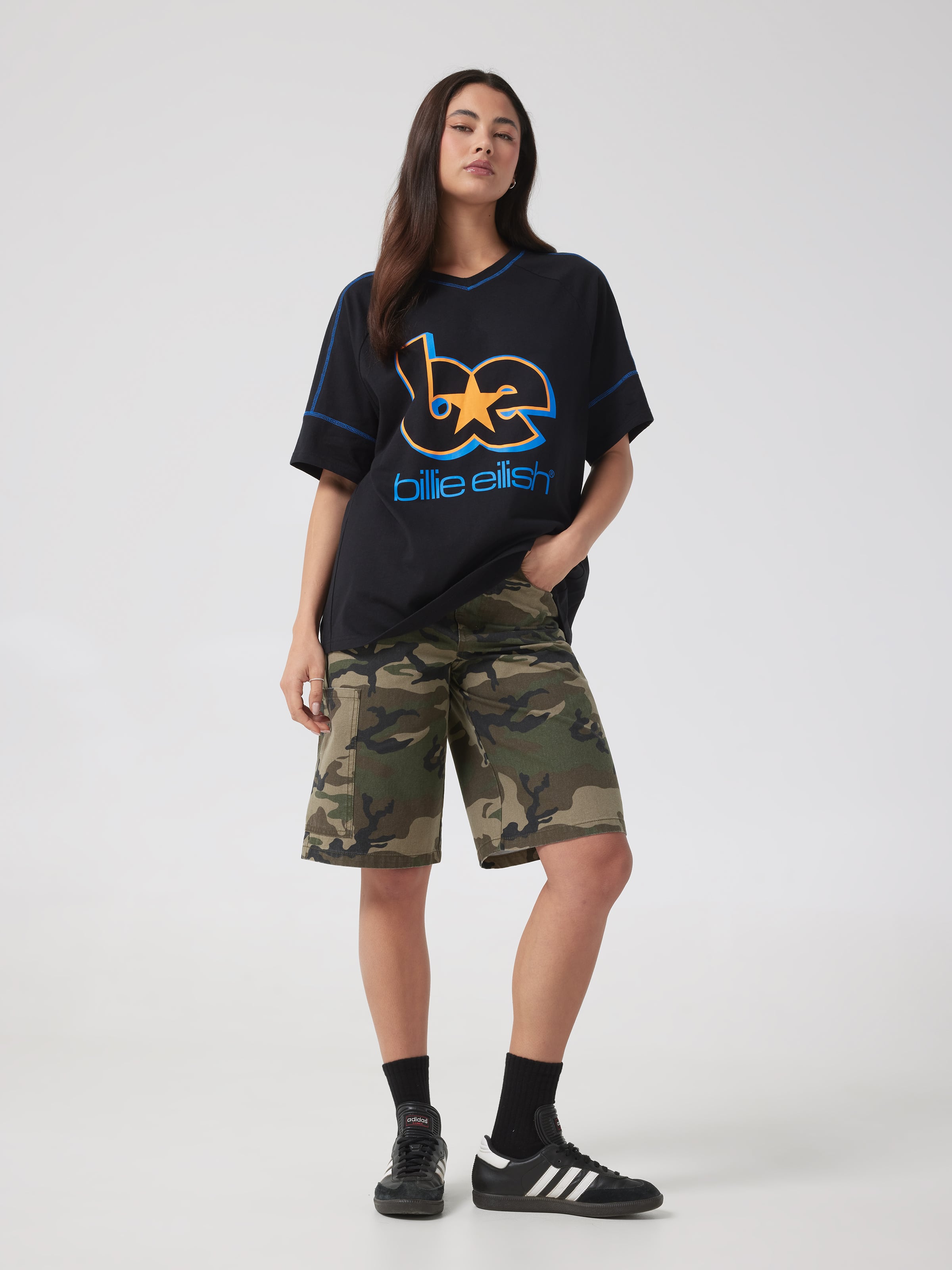 Music Billie V Neck Oversized Tee