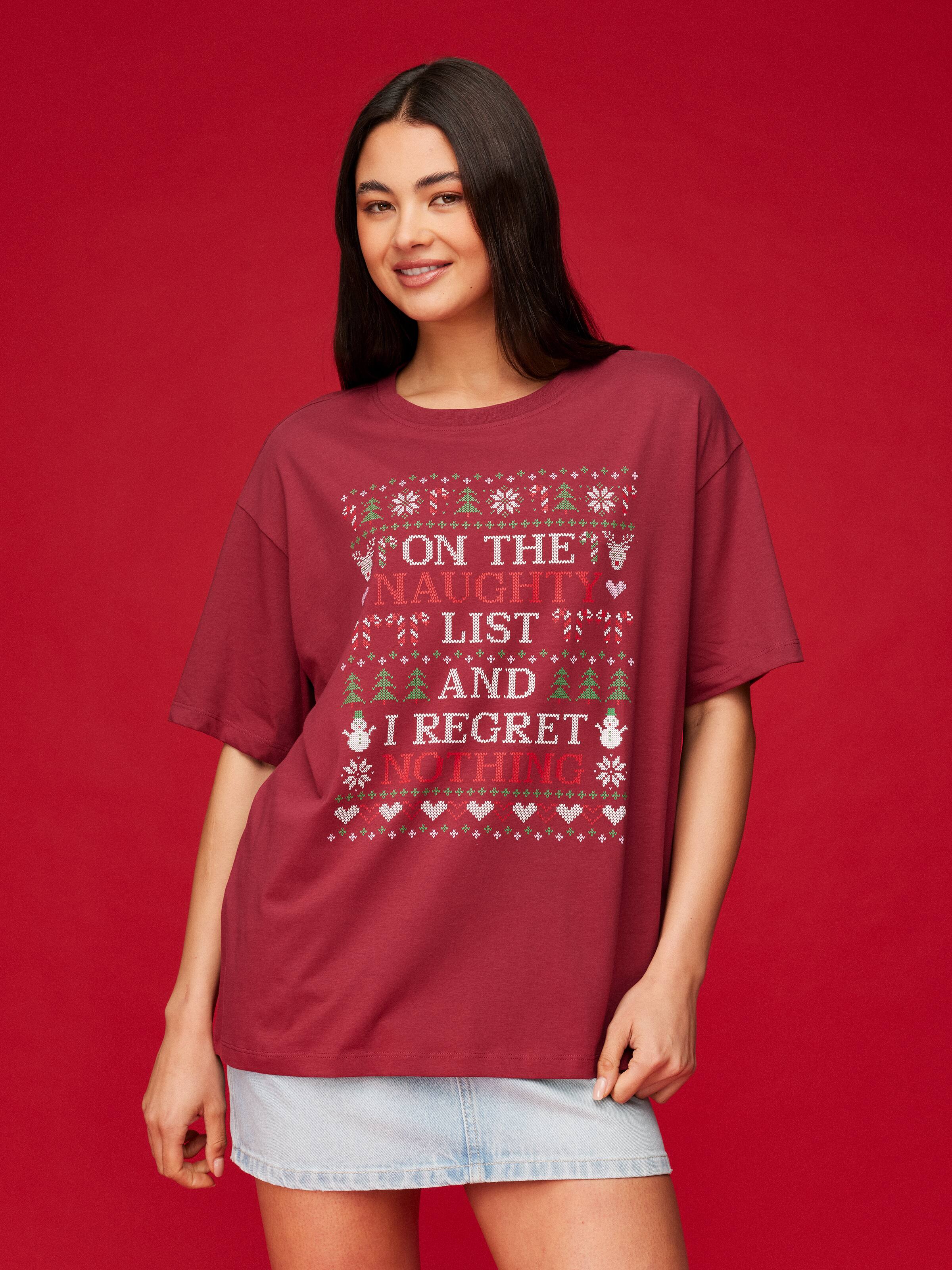 Xmas Fair Isle Naughty Oversized Tee