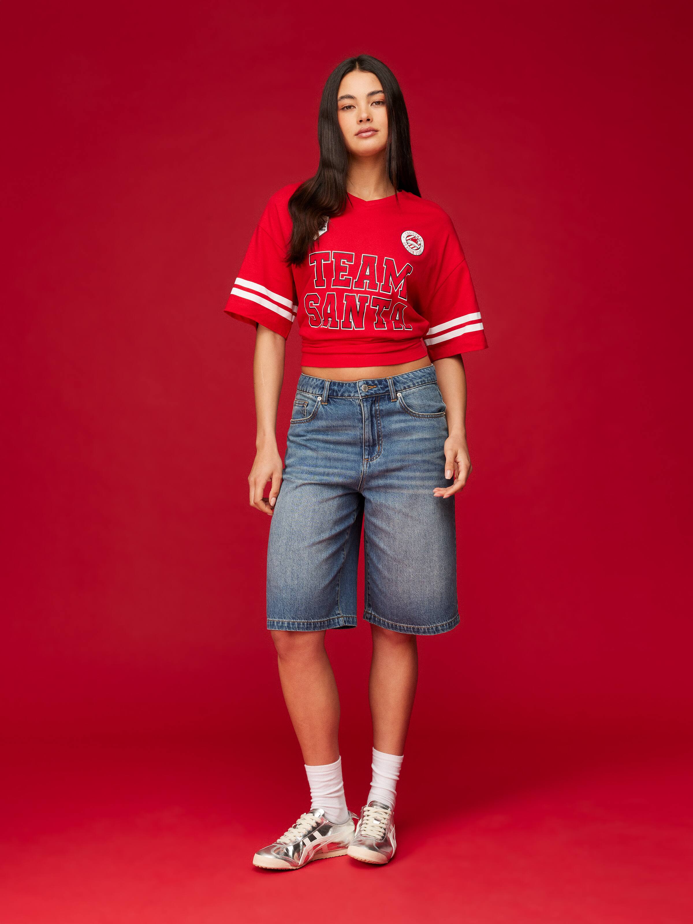 Xmas Santa Jersey Oversized Tee