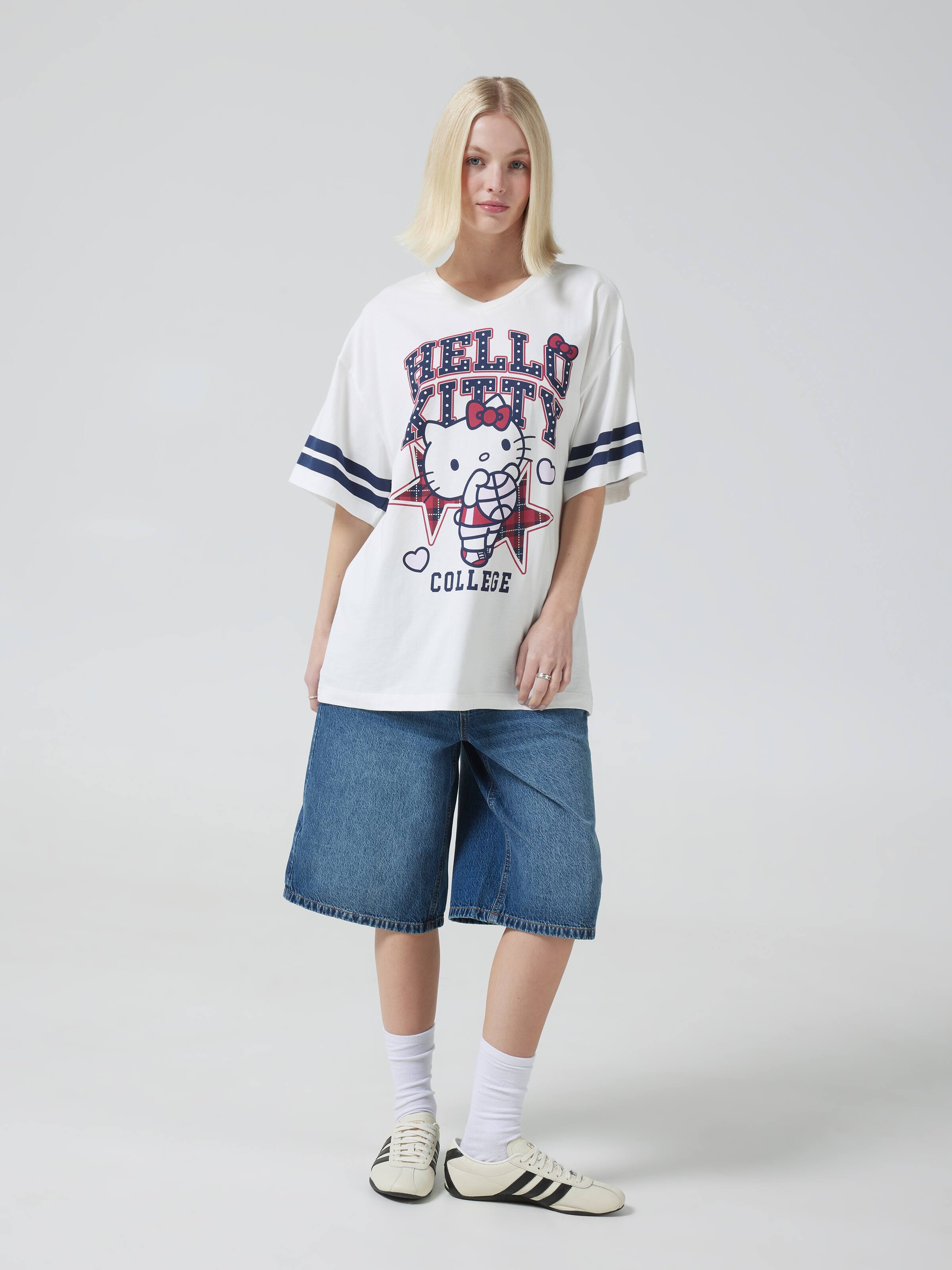 Hello Kitty College V Neck Oversized Tee